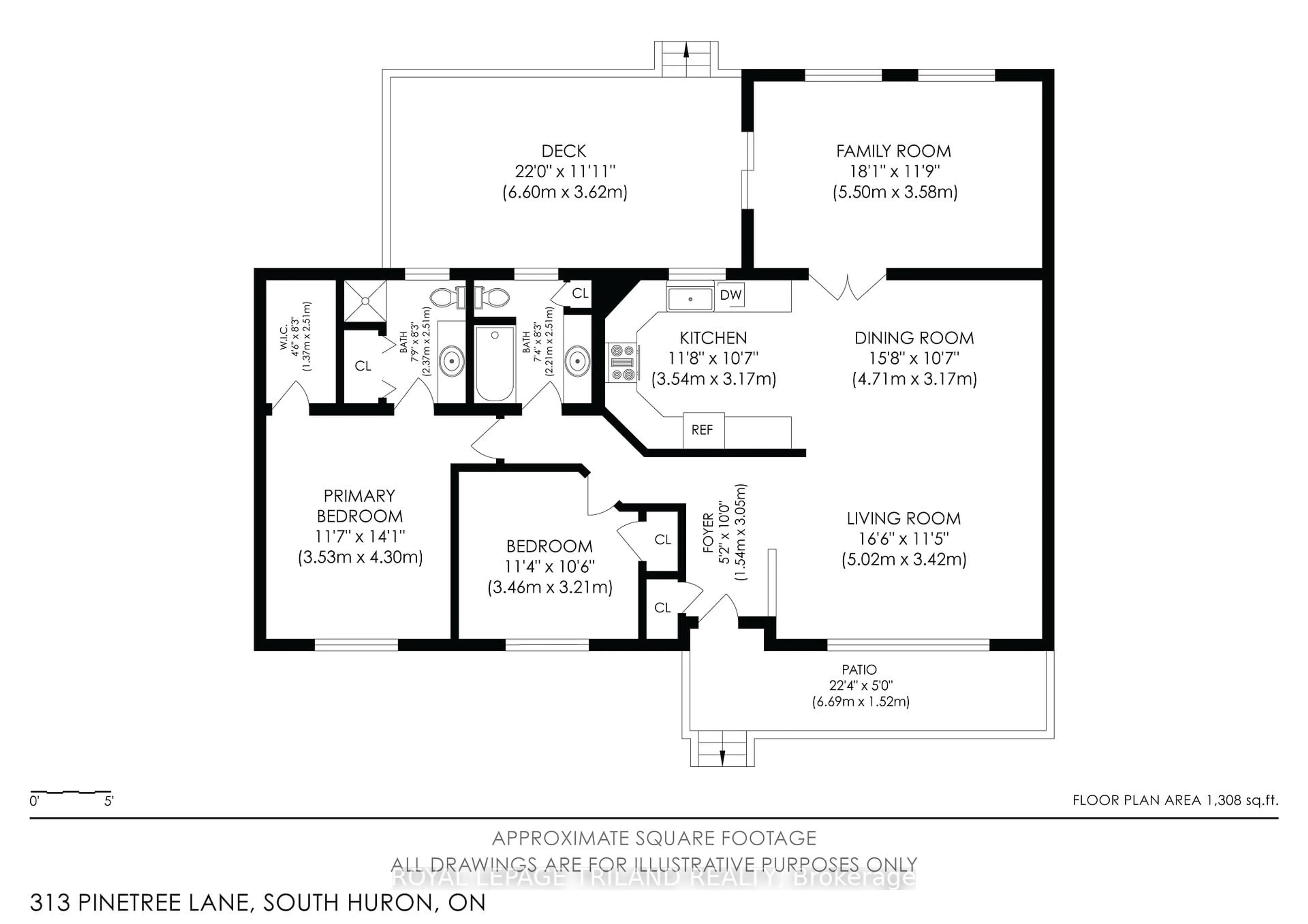Floor plan for 313 Pinetree Lane, South Huron Ontario N0M 1T0