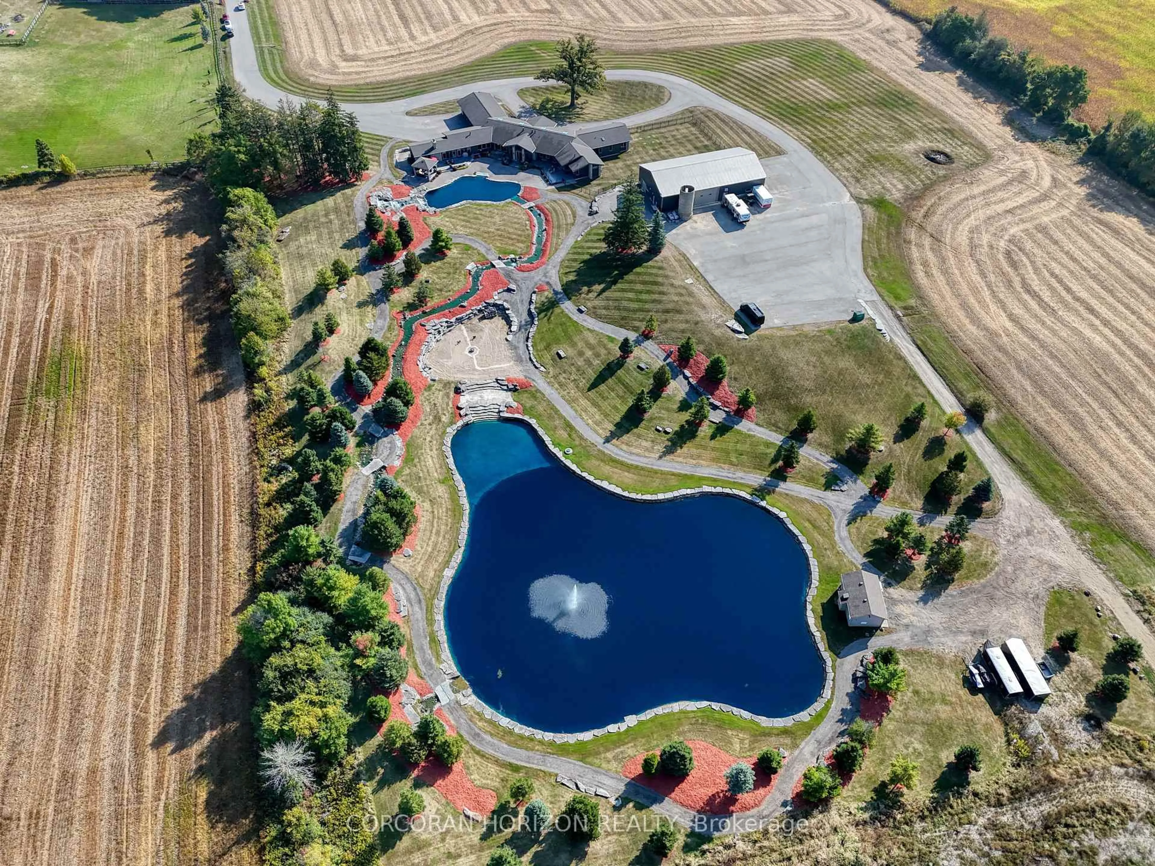 A pic from outside/outdoor area/front of a property/back of a property/a pic from drone, water/lake/river/ocean view for 1546 Maryhill Rd, Woolwich Ontario N0B 2B0