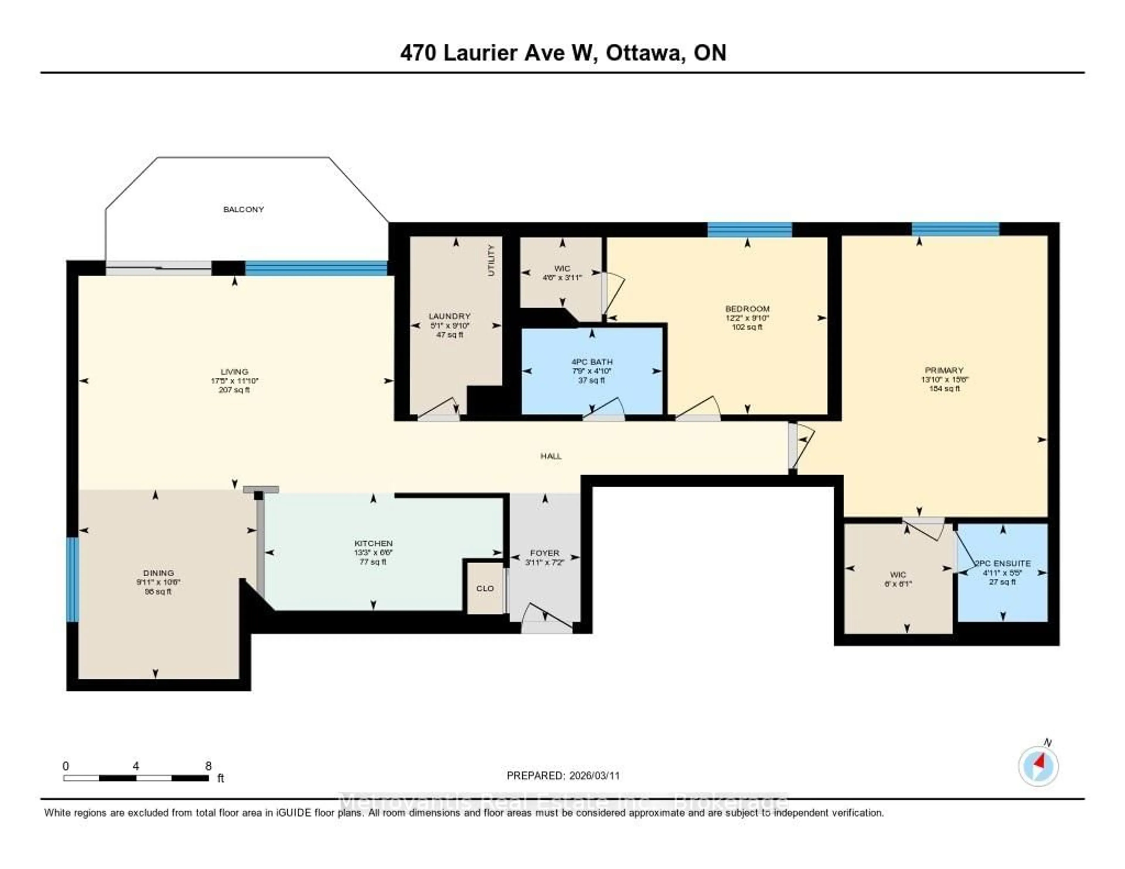 Floor plan for 470 Laurier Ave #708, Ottawa Ontario K1R 7W9