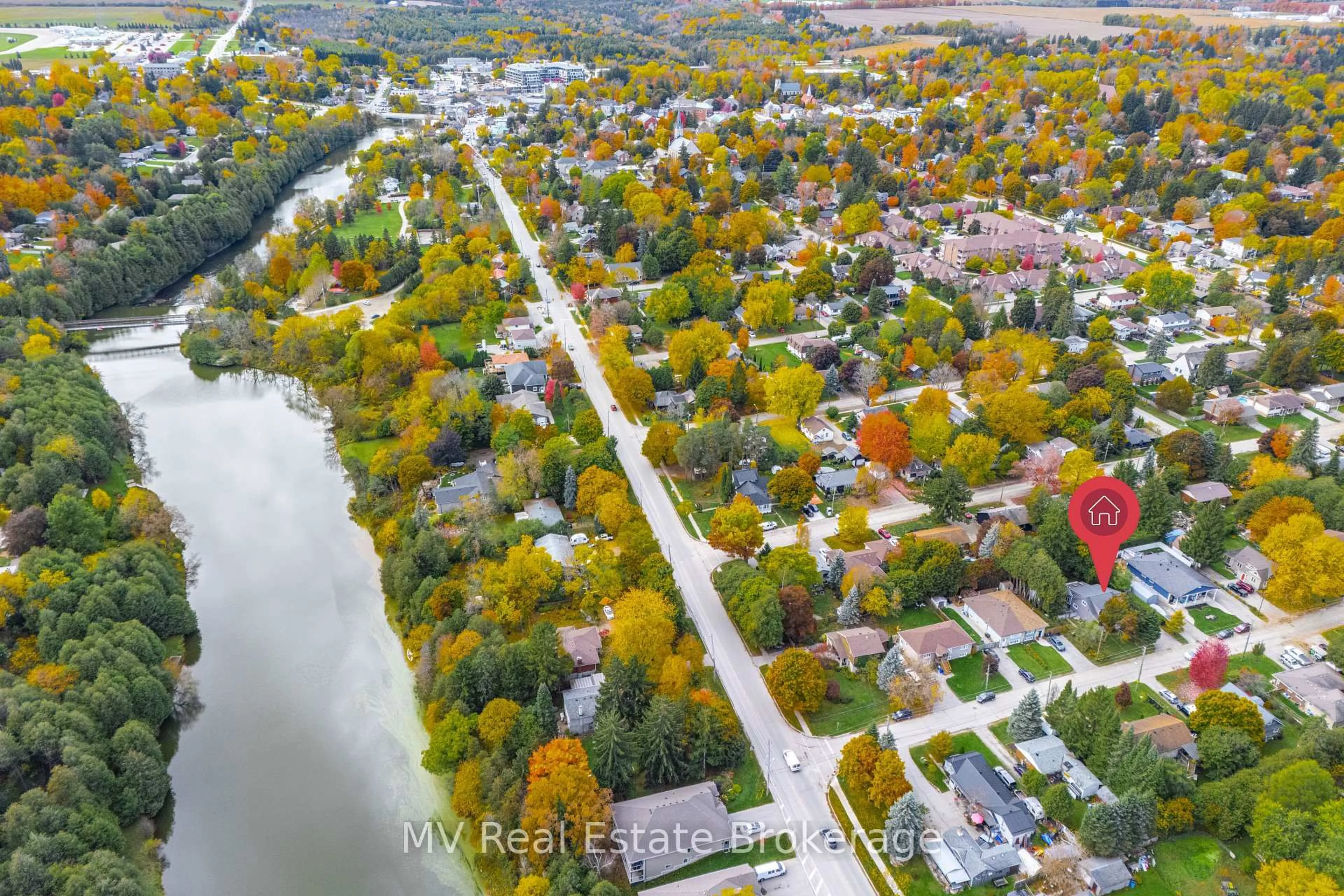 A pic from outside/outdoor area/front of a property/back of a property/a pic from drone, water/lake/river/ocean view for 74 Kertland St, Centre Wellington Ontario N0B 1S0