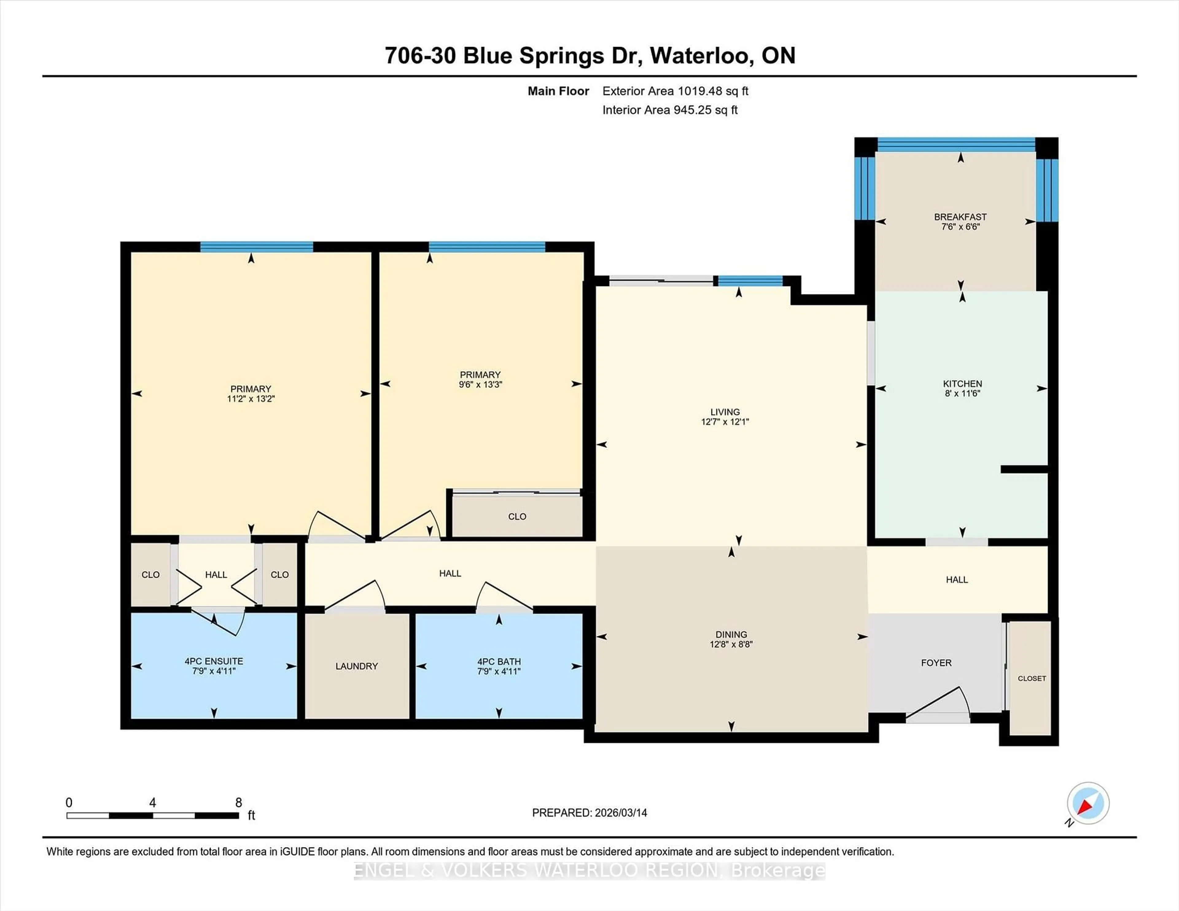 Floor plan for 30 BLUE SPRINGS Dr #706, Waterloo Ontario N2J 4T2