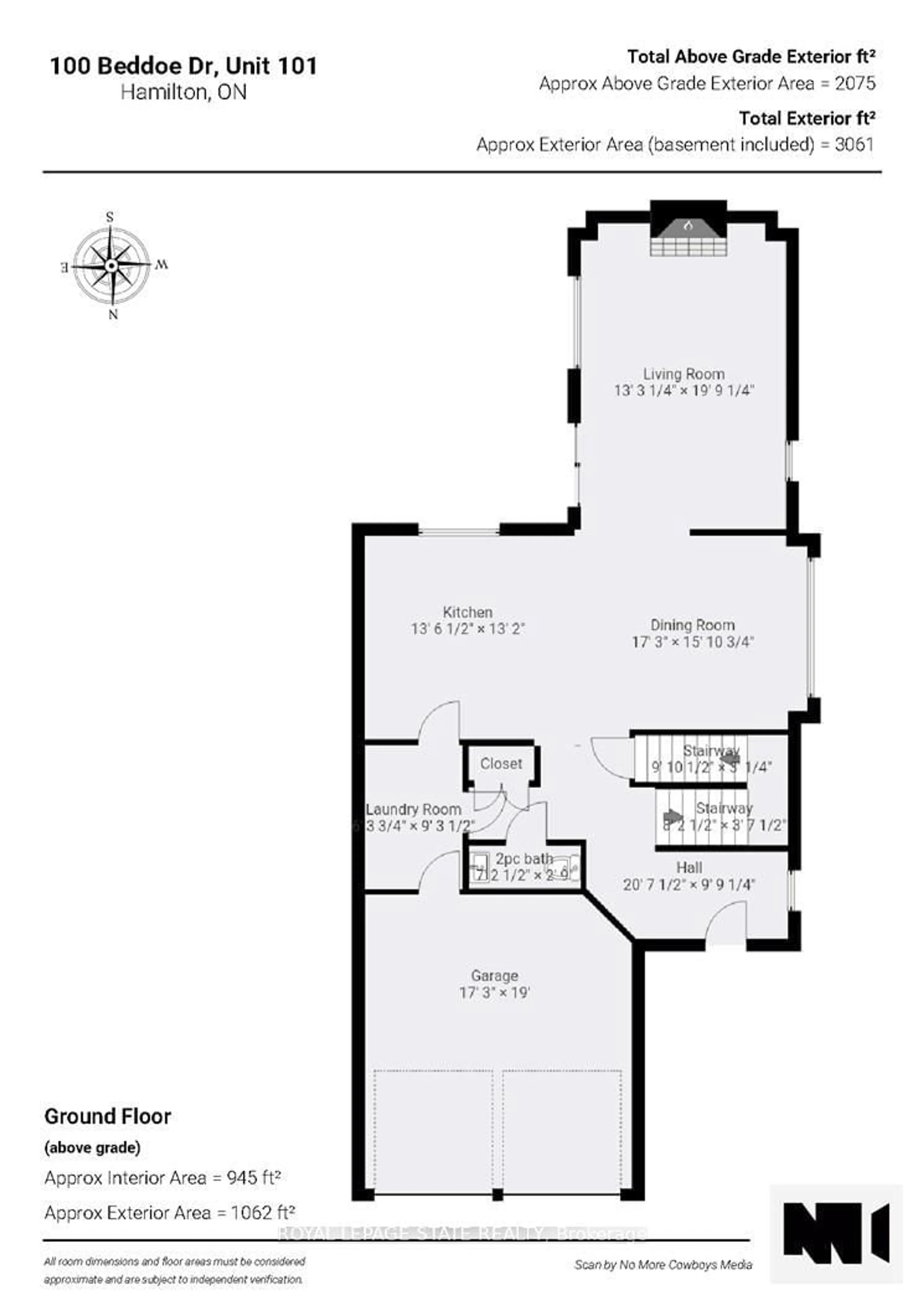 Floor plan for 100 Beddoe Dr #101, Hamilton Ontario L8P 4Z2
