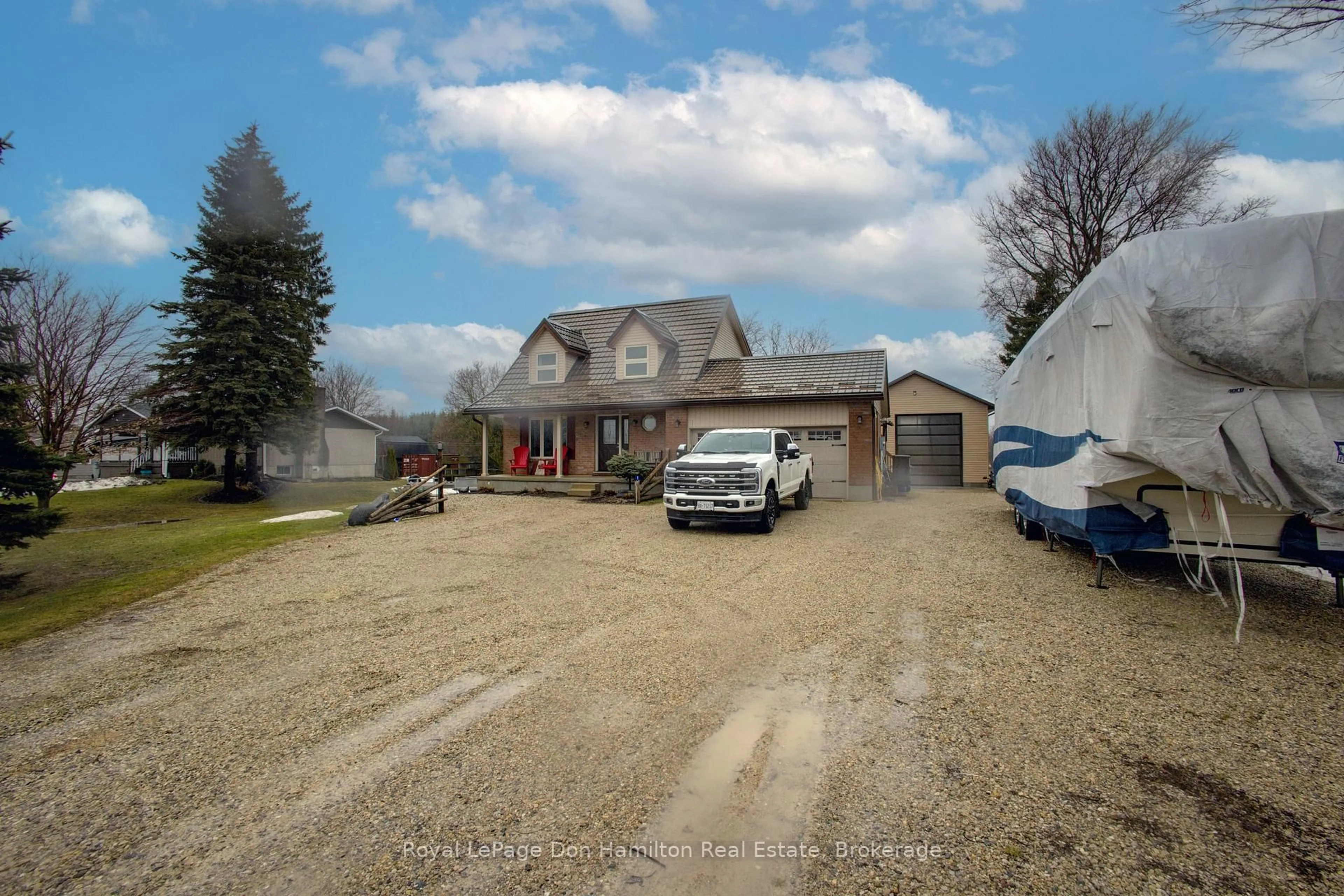 A pic from outside/outdoor area/front of a property/back of a property/a pic from drone, street for 7442 Road 164 Rd, North Perth Ontario N0G 1B0