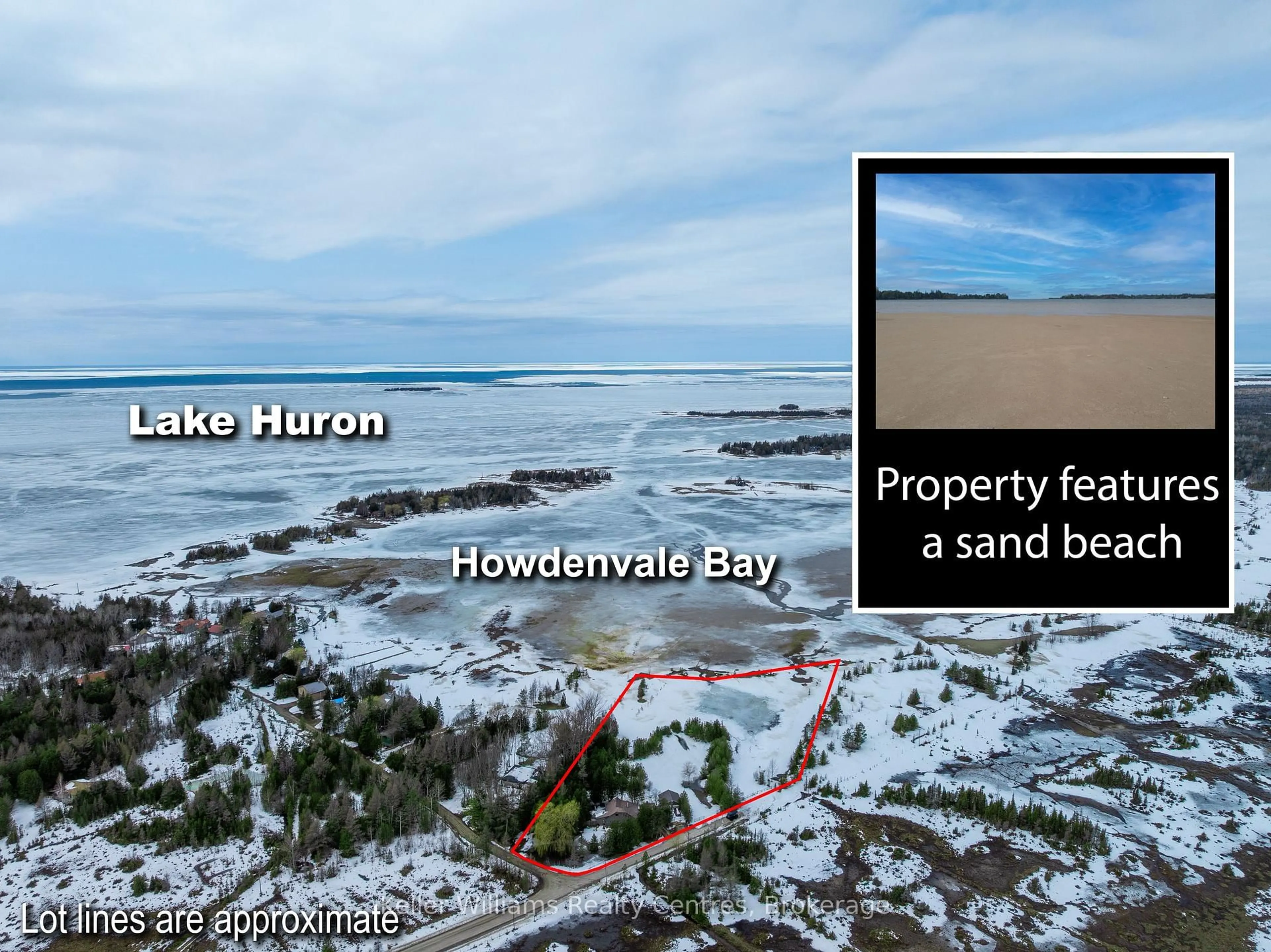 A pic from outside/outdoor area/front of a property/back of a property/a pic from drone, water/lake/river/ocean view for 21 Tyson Lane, South Bruce Peninsula Ontario N0H 2T0