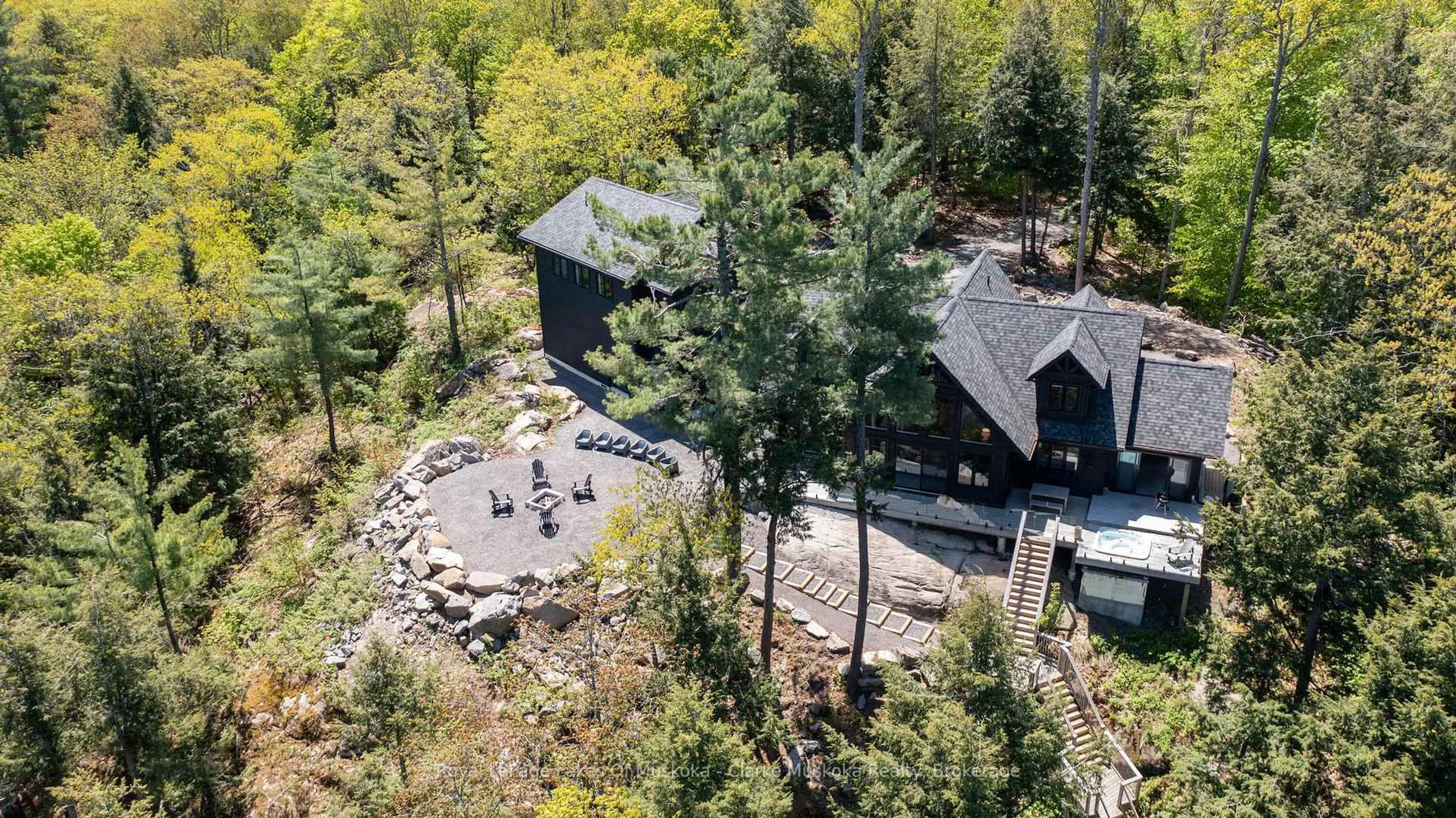 A pic from outside/outdoor area/front of a property/back of a property/a pic from drone, forest/trees view for 1211 Foreman Rd #44, Muskoka Lakes Ontario P0B 1J0