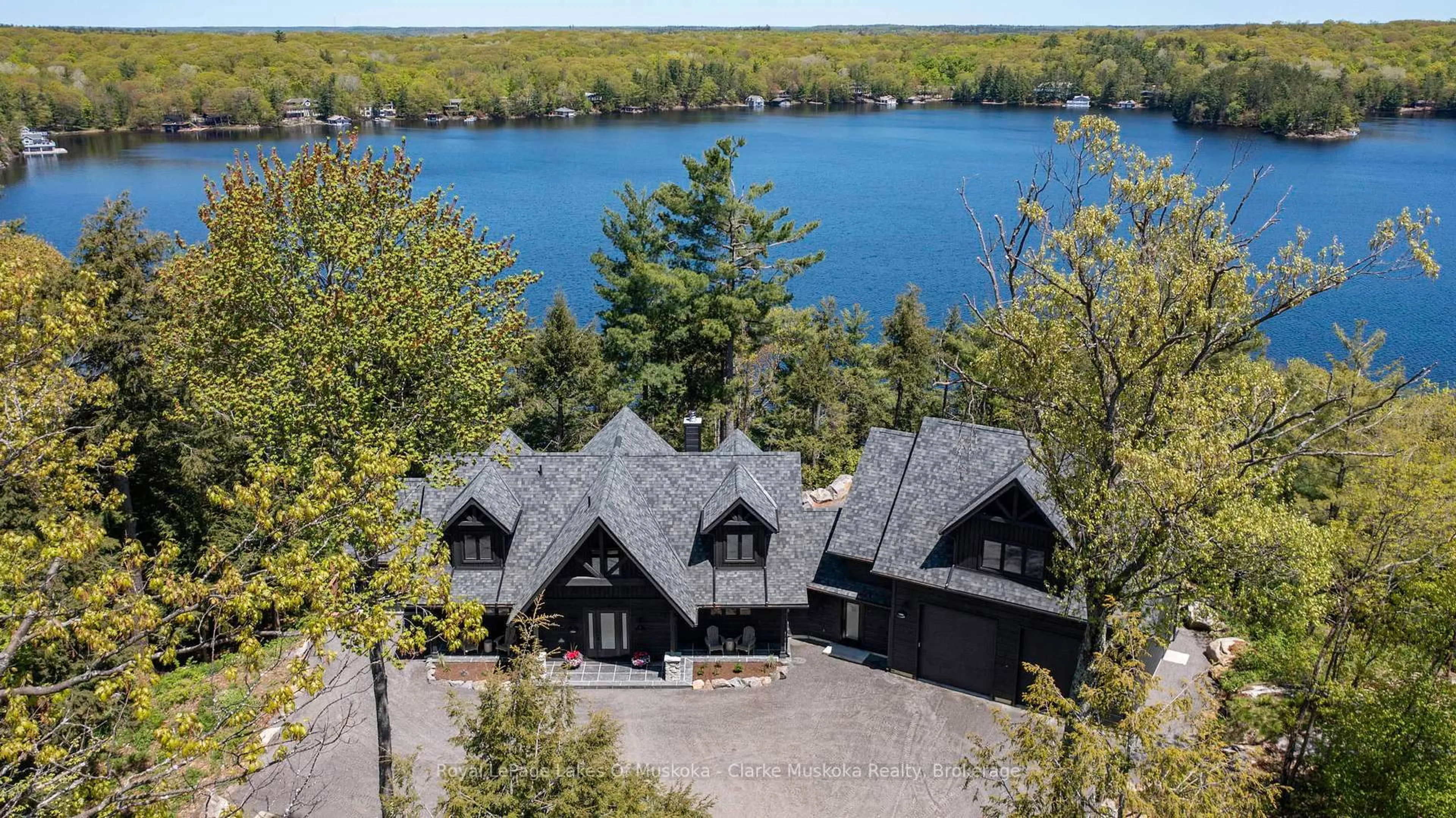 A pic from outside/outdoor area/front of a property/back of a property/a pic from drone, water/lake/river/ocean view for 1211 Foreman Rd #44, Muskoka Lakes Ontario P0B 1J0