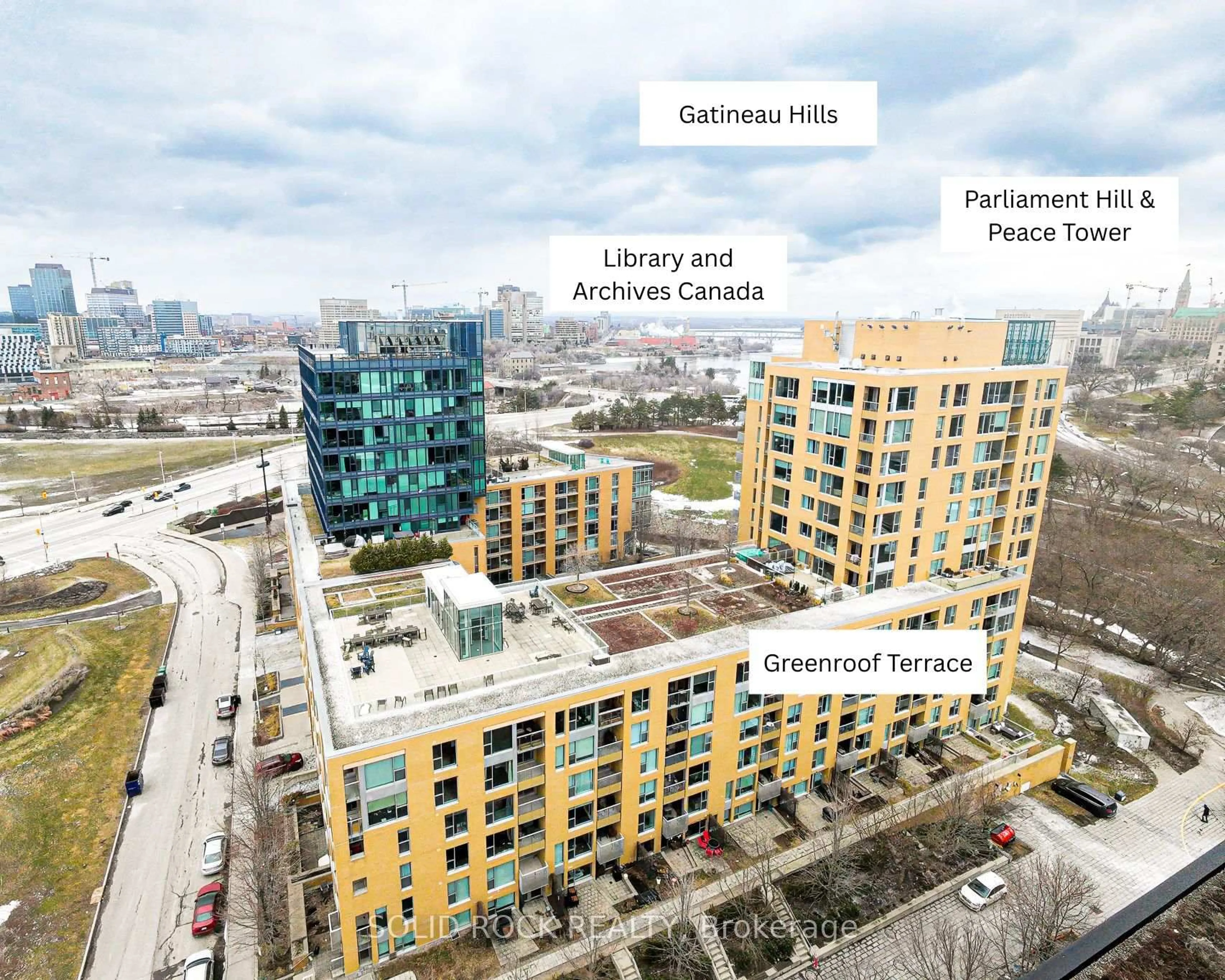 A pic from outside/outdoor area/front of a property/back of a property/a pic from drone, city buildings view from balcony for 250 Lett St #805, Ottawa Ontario K1R 0A8