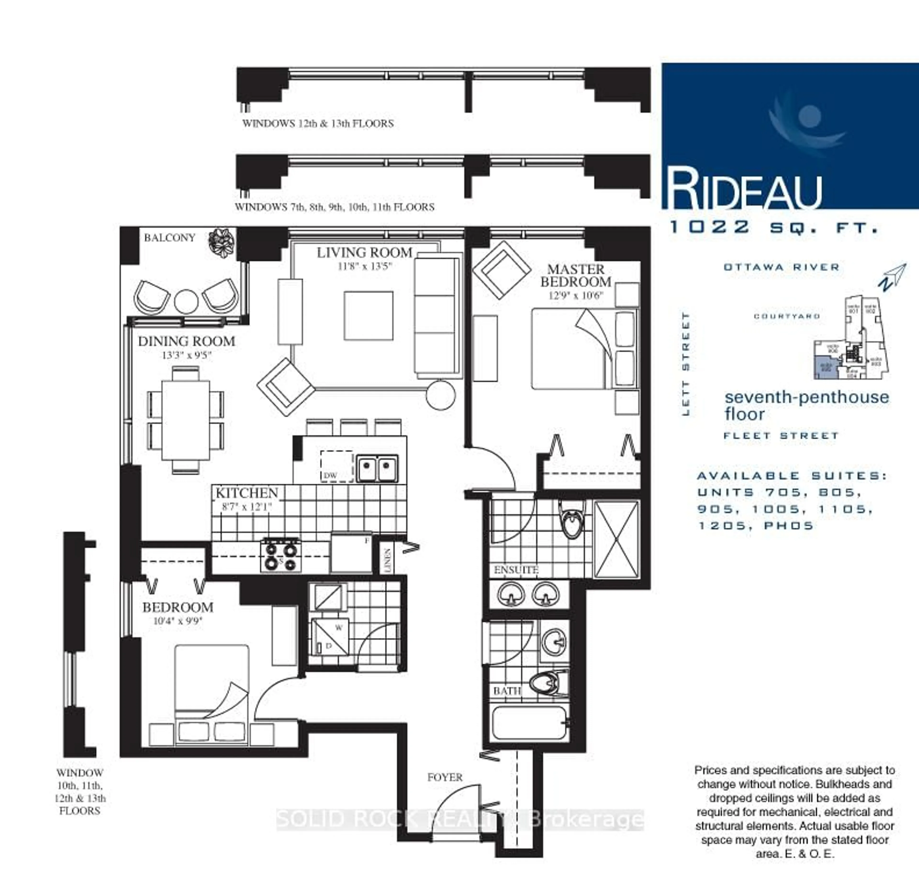 Floor plan for 250 Lett St #805, Ottawa Ontario K1R 0A8