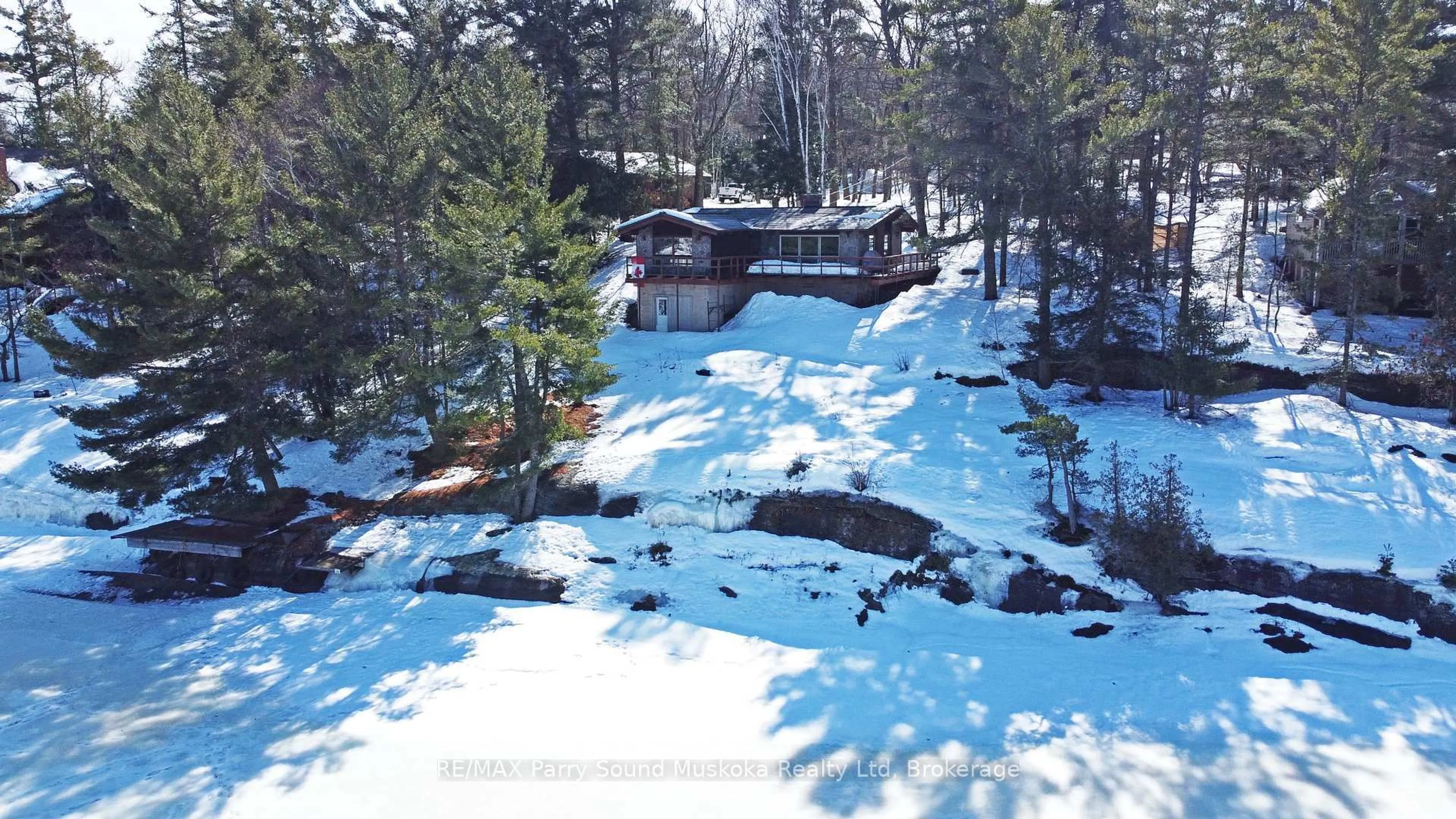 A pic from outside/outdoor area/front of a property/back of a property/a pic from drone, water/lake/river/ocean view for 45 Ridgeway Dr, Carling Ontario P0G 1G0
