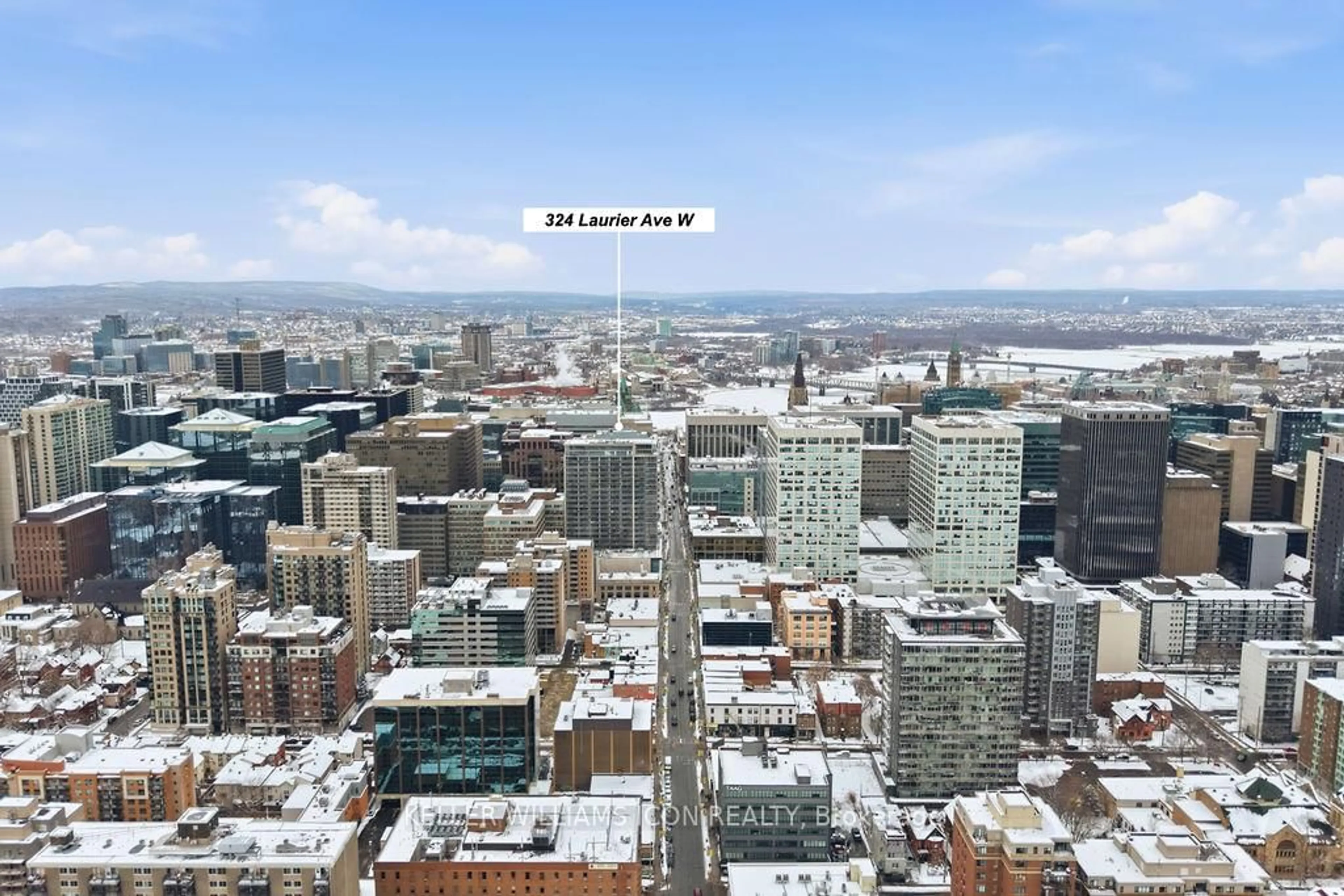 A pic from outside/outdoor area/front of a property/back of a property/a pic from drone, city buildings view from balcony for 324 Laurier Ave #1301, Ottawa Ontario K1P 0A4