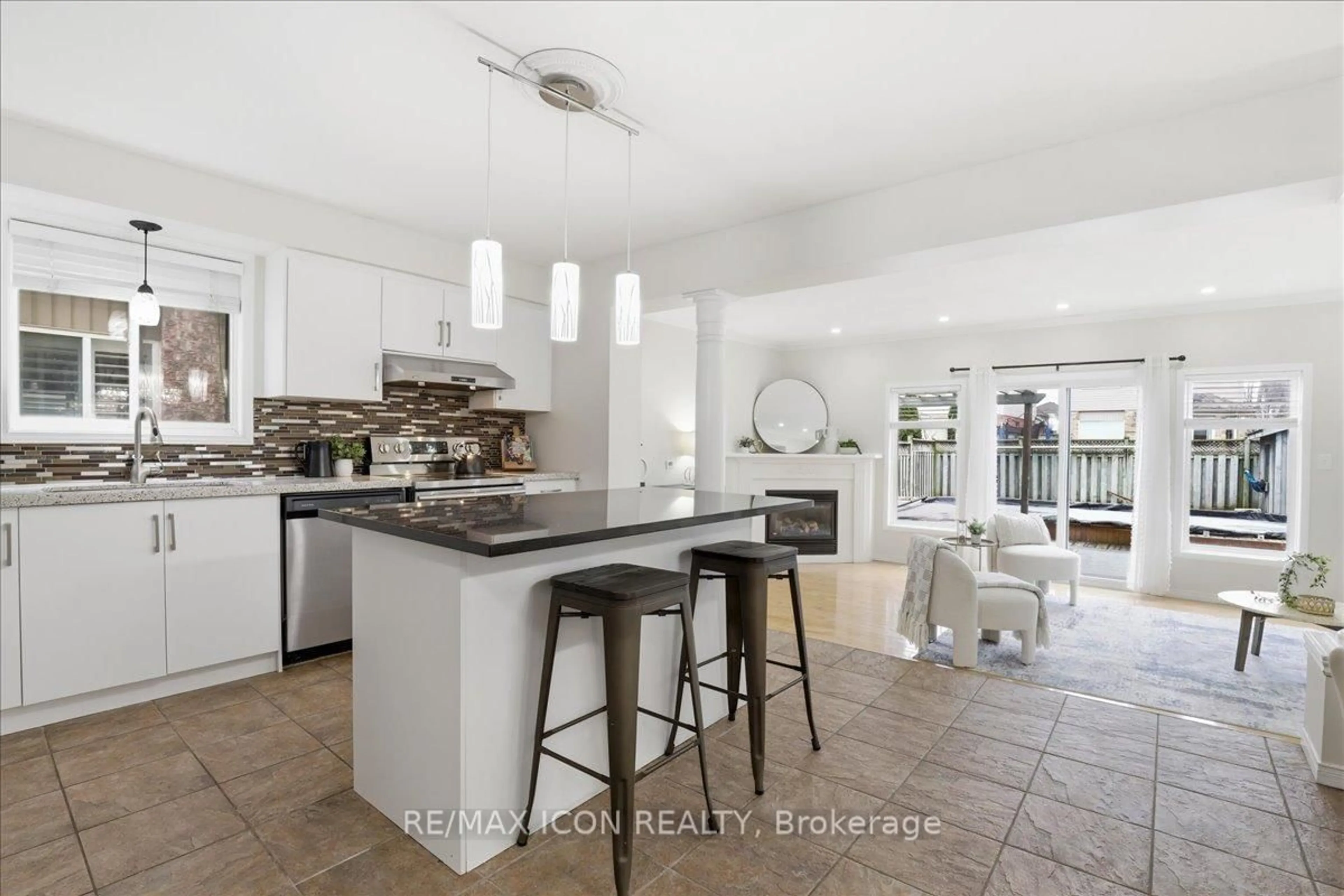 Open concept kitchen, ceramic/tile floor for 15 Maryann Price Lane, Cambridge Ontario N3C 4K6