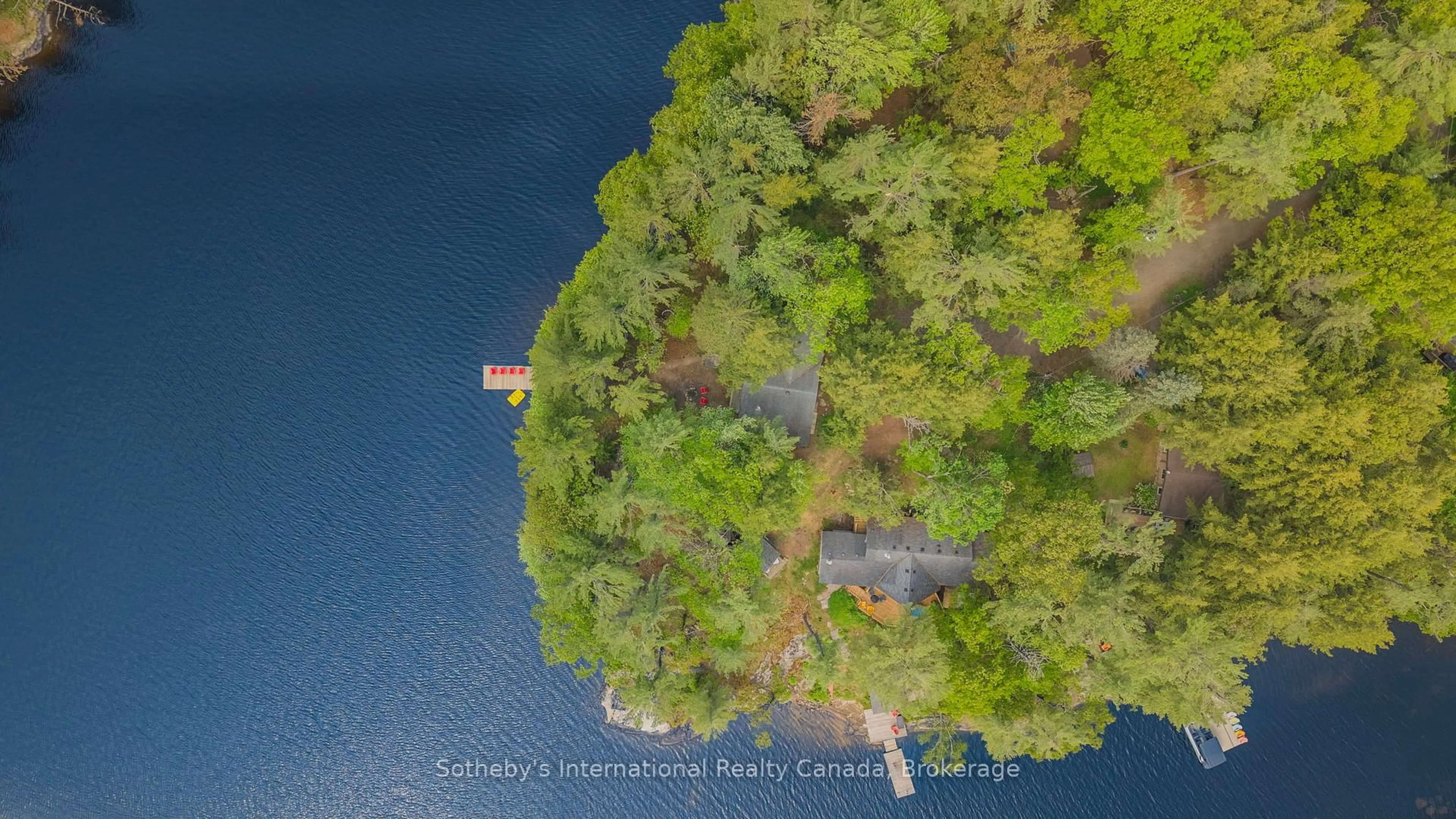 A pic from outside/outdoor area/front of a property/back of a property/a pic from drone, water/lake/river/ocean view for 374 STEWART LAKE Rd, Georgian Bay Ontario P0C 1H0