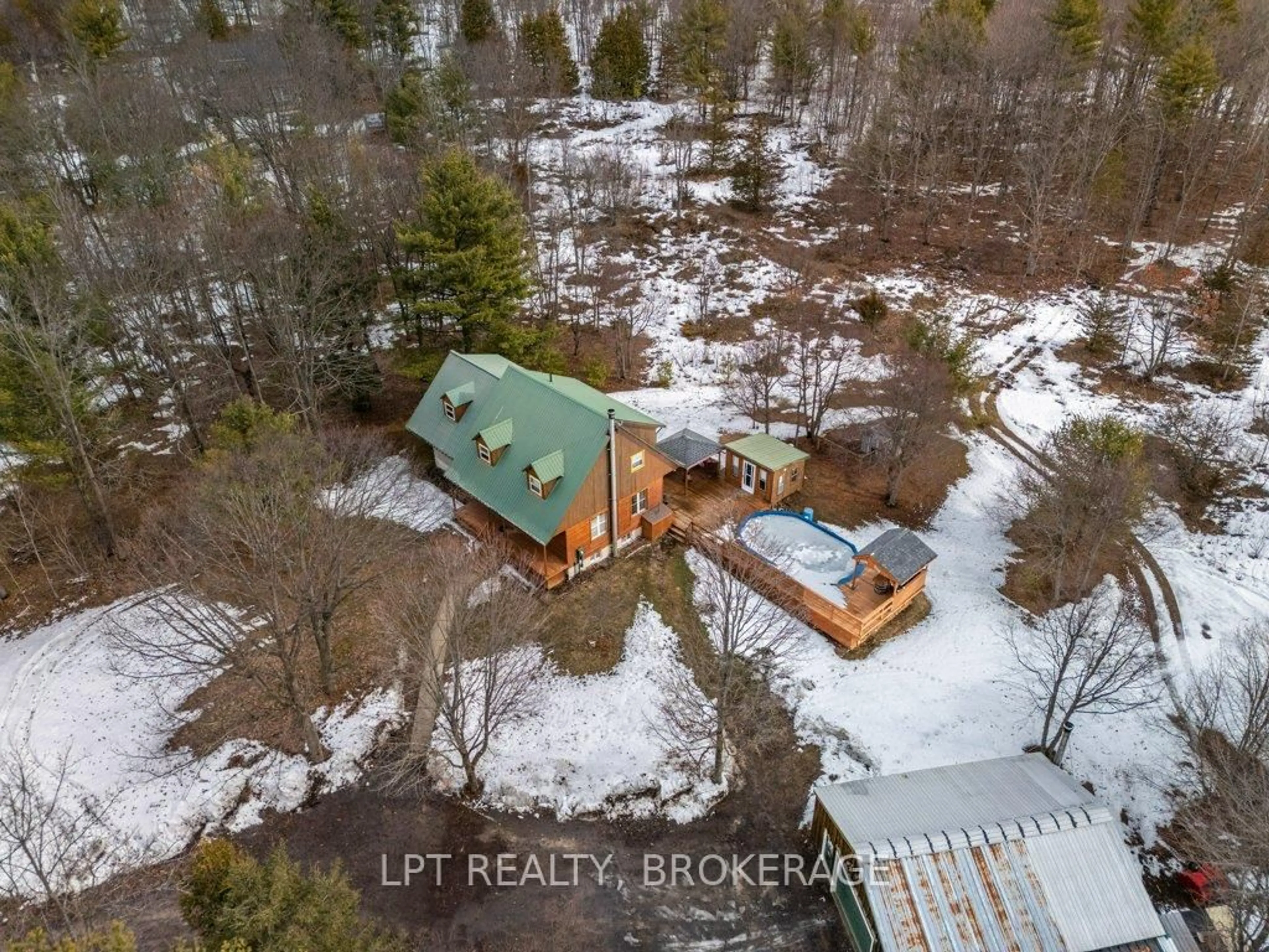 A pic from outside/outdoor area/front of a property/back of a property/a pic from drone, water/lake/river/ocean view for 3691 McConnell Rd, Harrowsmith Ontario K0H 1V0