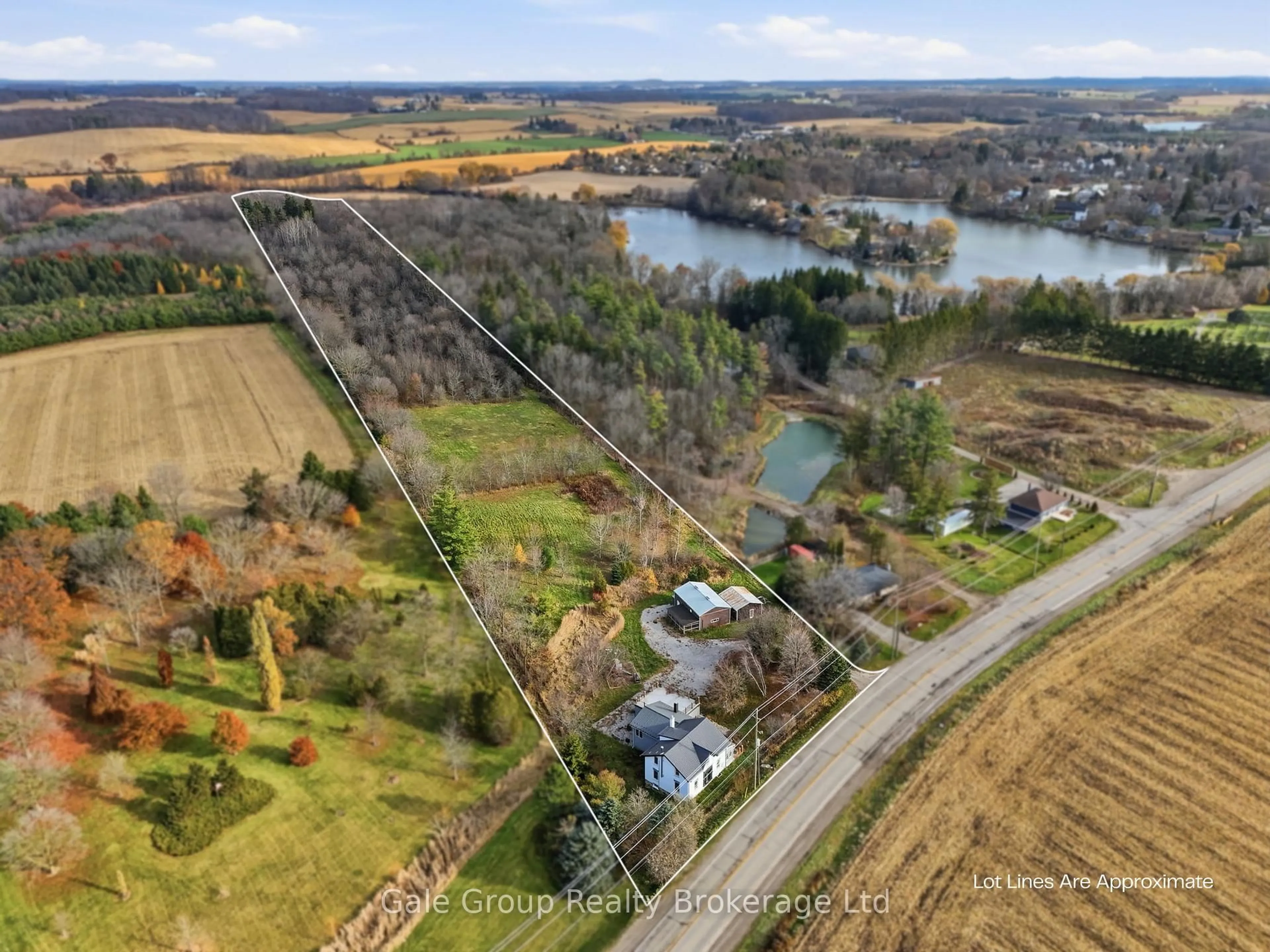 A pic from outside/outdoor area/front of a property/back of a property/a pic from drone, water/lake/river/ocean view for 1349 Queen St, Wilmot Ontario N0B 2E0