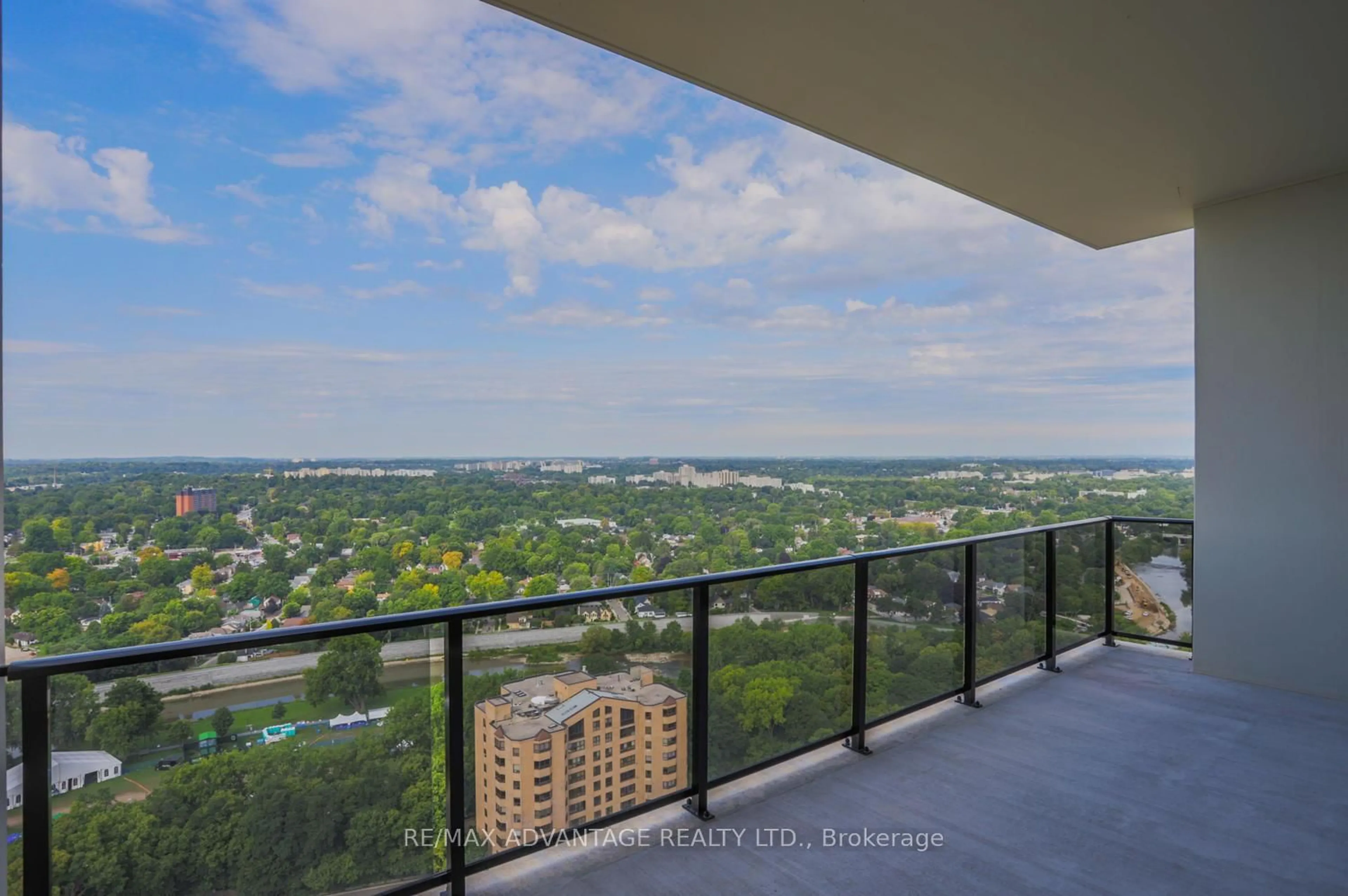 Balcony in the apartment, city buildings view from balcony for 505 Talbot St #2701, London East Ontario N6A 2S6