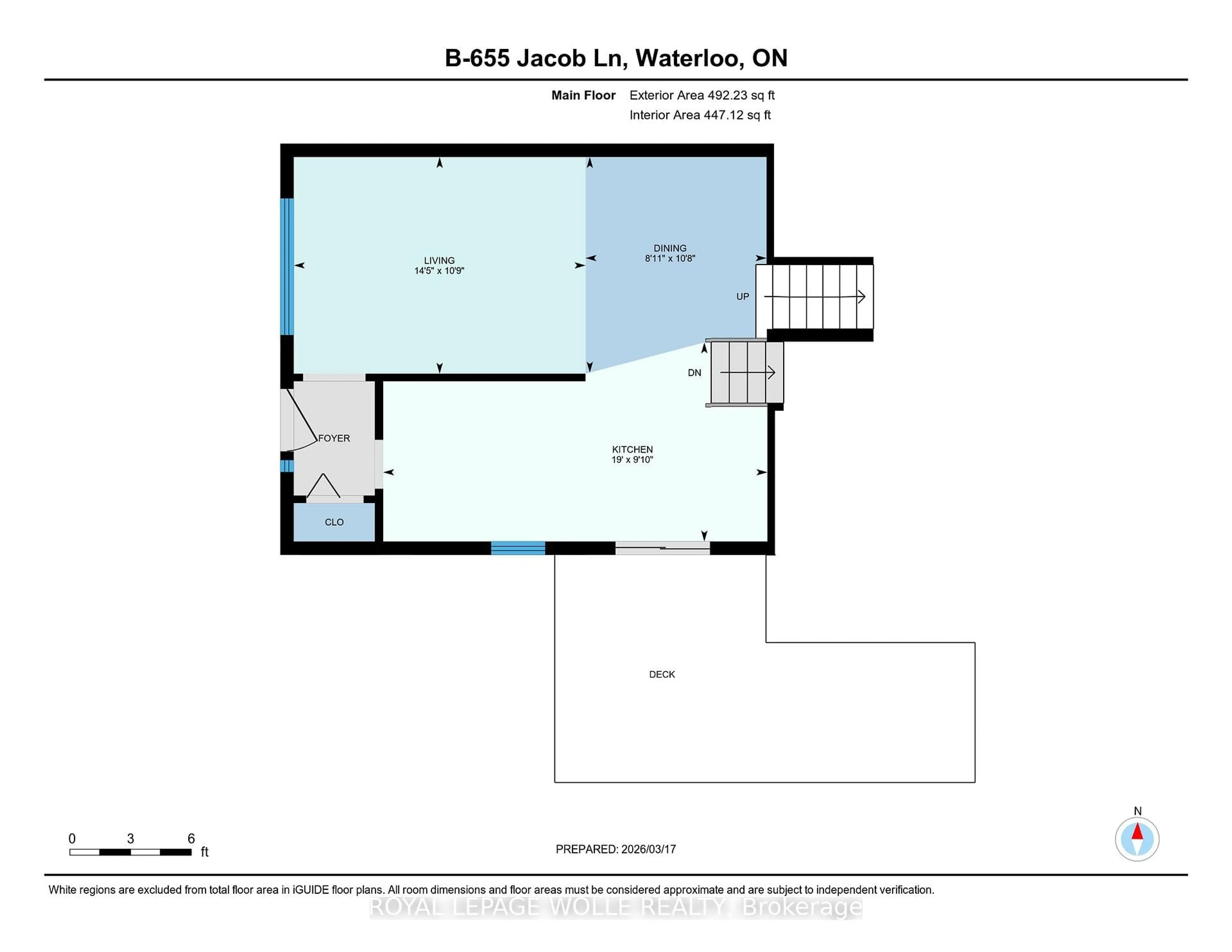 Floor plan for 655 Jacob Lane #B, Waterloo Ontario N2V 2G9