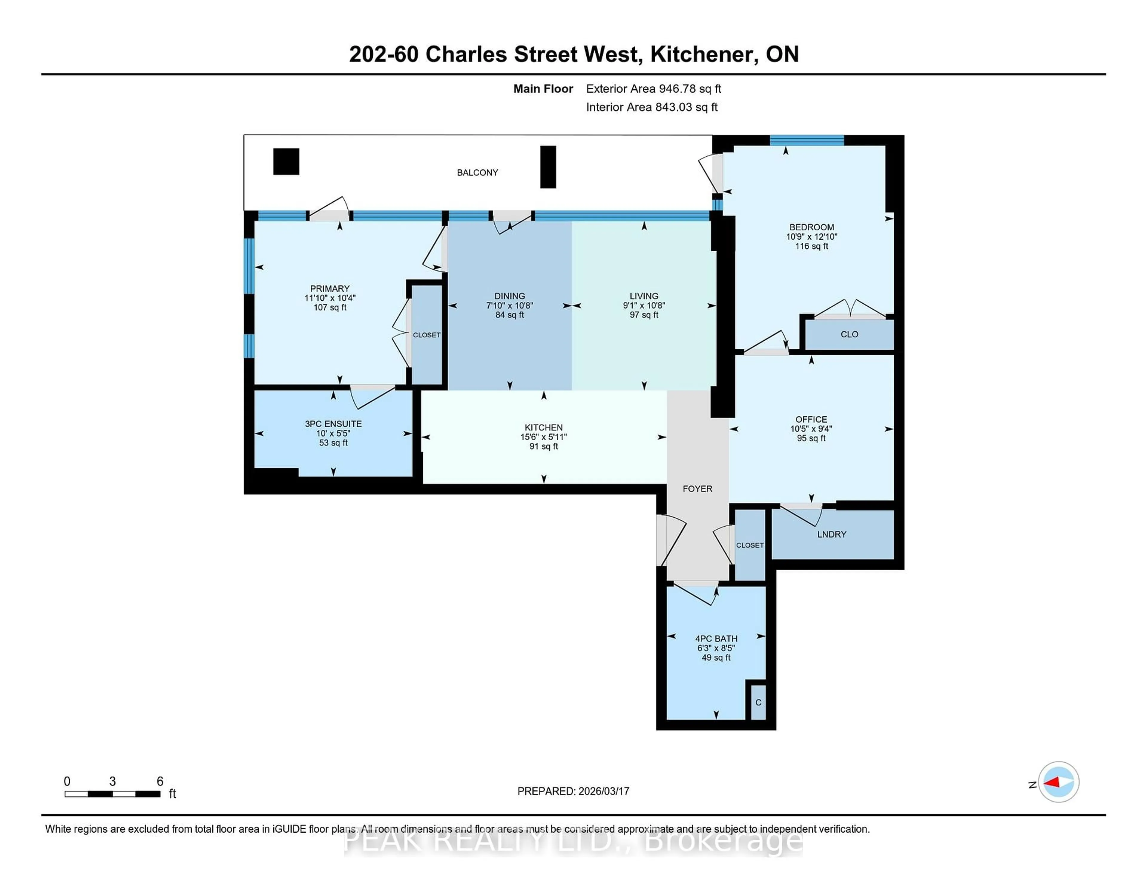 Floor plan for 60 Charles #201, Kitchener Ontario N2G 0C9