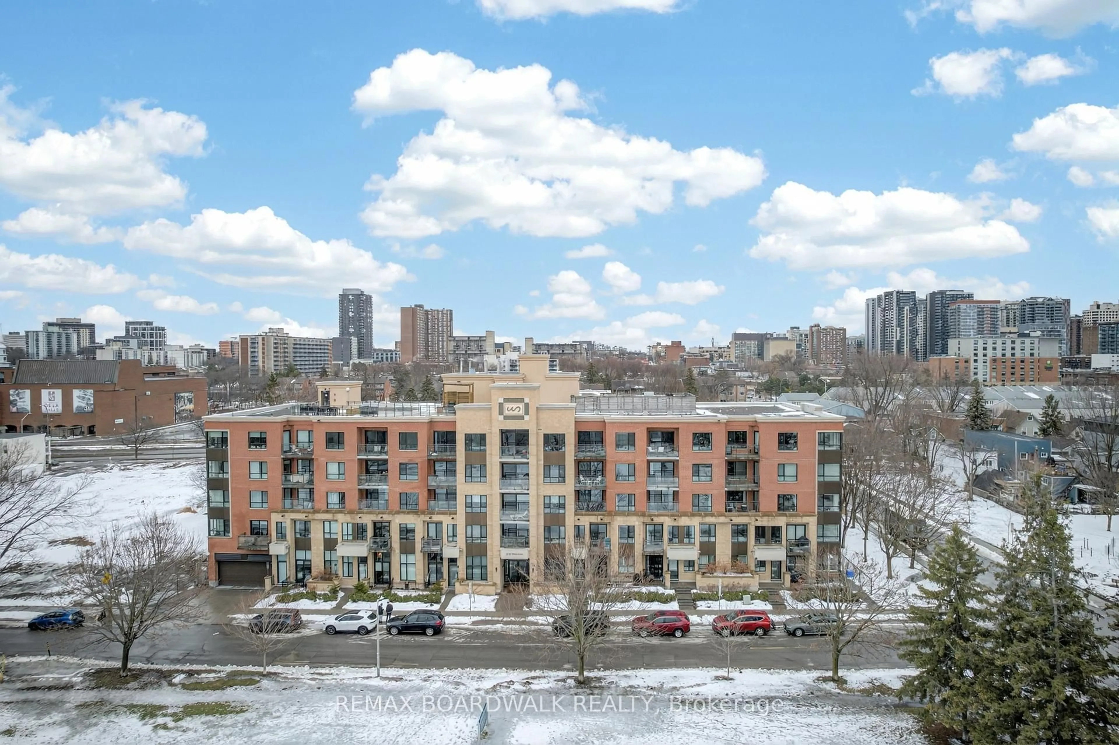 Patio, city buildings view from balcony for 316 Bruyere St #116, Ottawa Ontario K1N 0C3