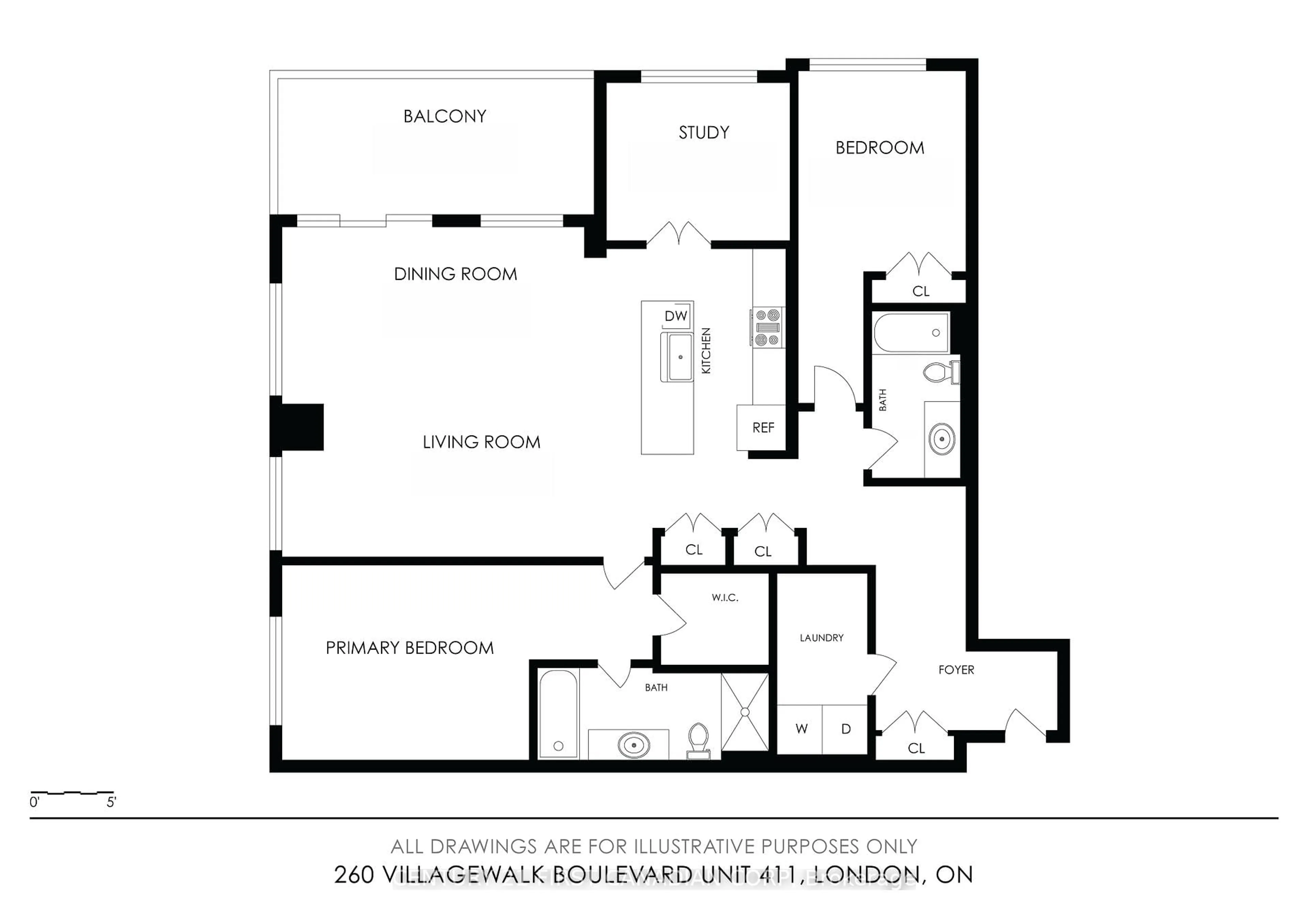 Floor plan for 260 Villagewalk Blvd #411, London North Ontario N6G 0W6