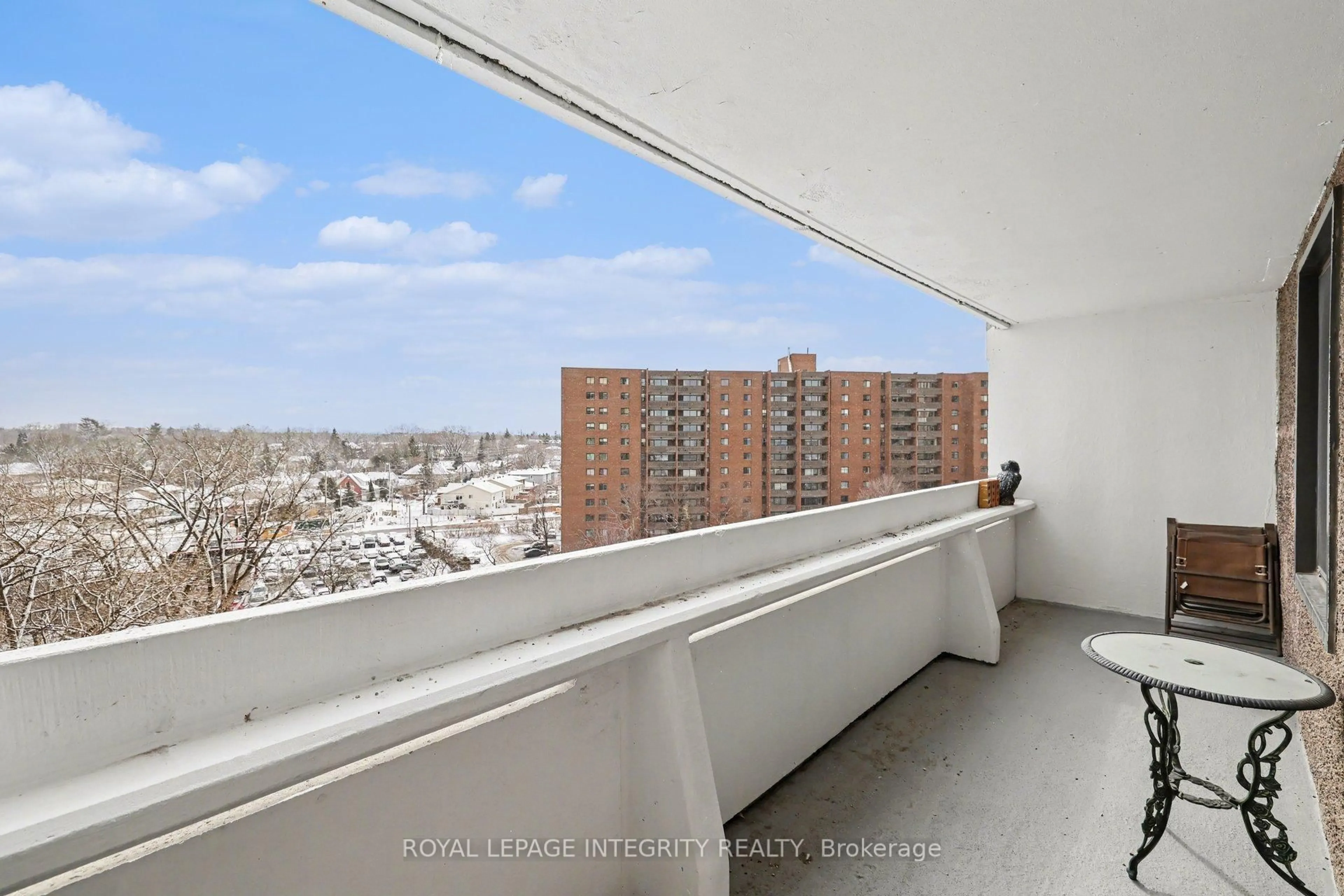Balcony in the apartment, city buildings view from balcony for 1081 Ambleside Dr #906, Ottawa Ontario K2B 8C8