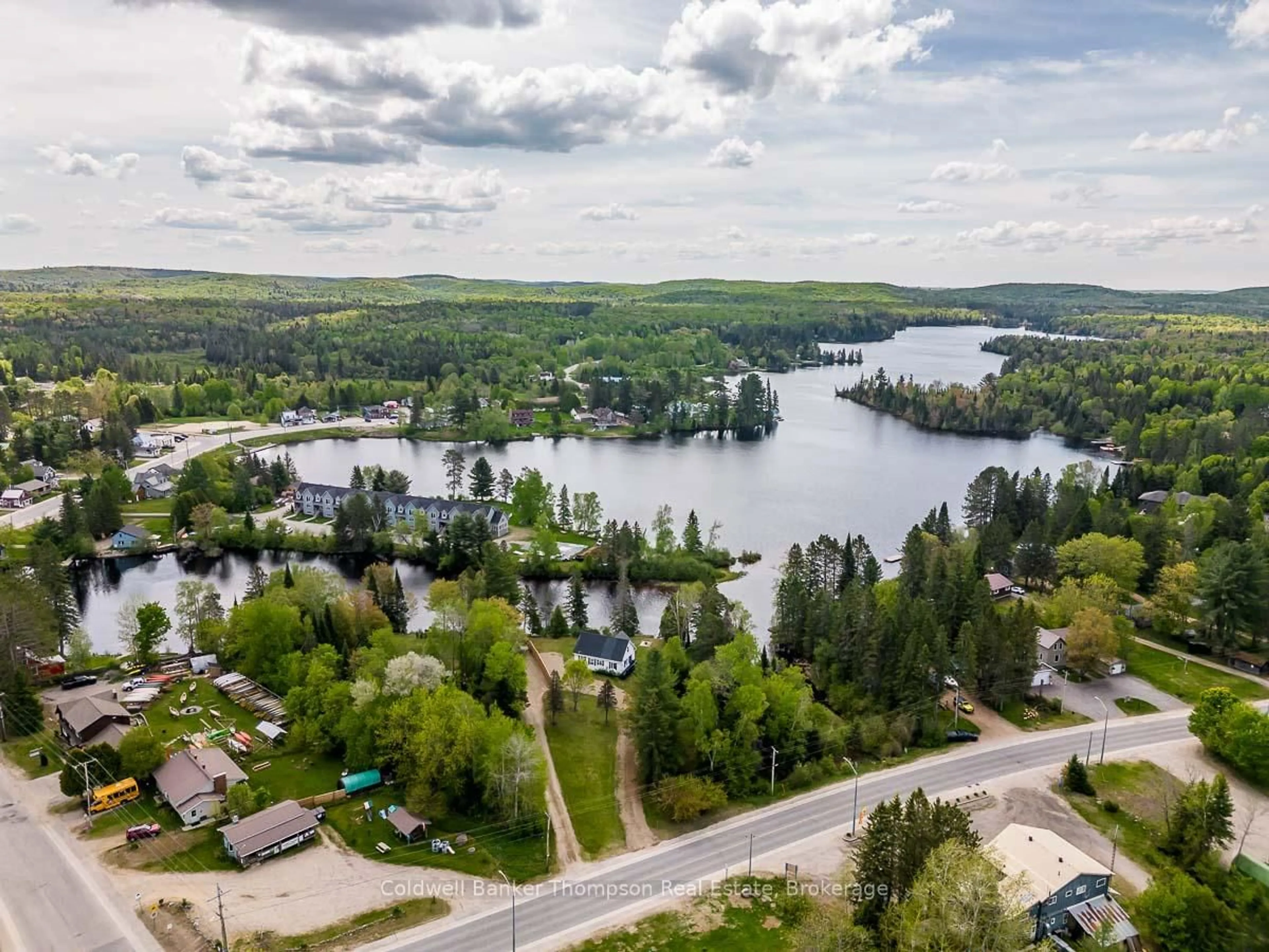 A pic from outside/outdoor area/front of a property/back of a property/a pic from drone, water/lake/river/ocean view for 1743 518 Highway #A, Kearney Ontario P0A 1M0