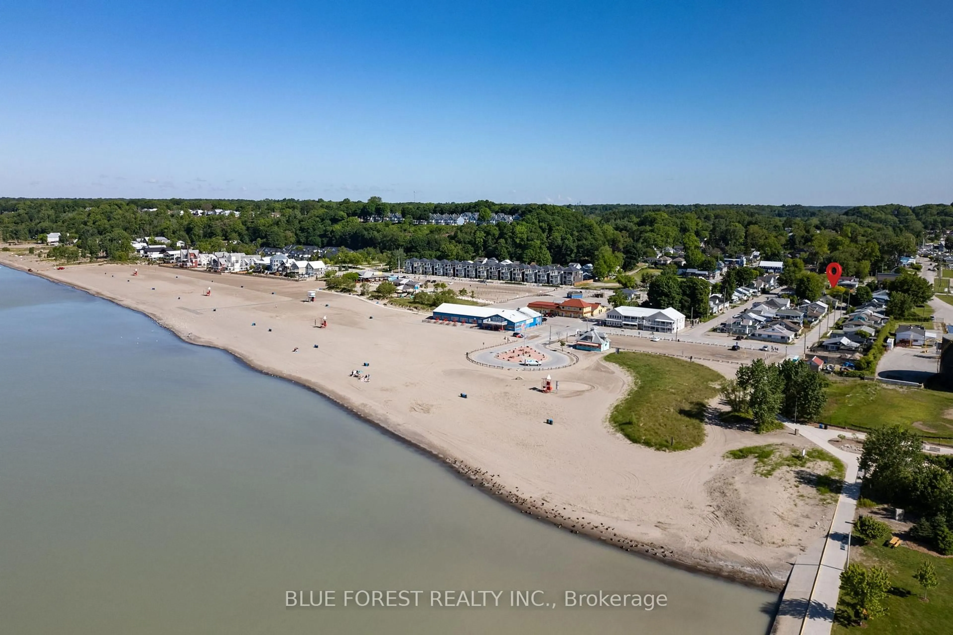 A pic from outside/outdoor area/front of a property/back of a property/a pic from drone, water/lake/river/ocean view for 156 MAUD St, Central Elgin Ontario N5L 1C8