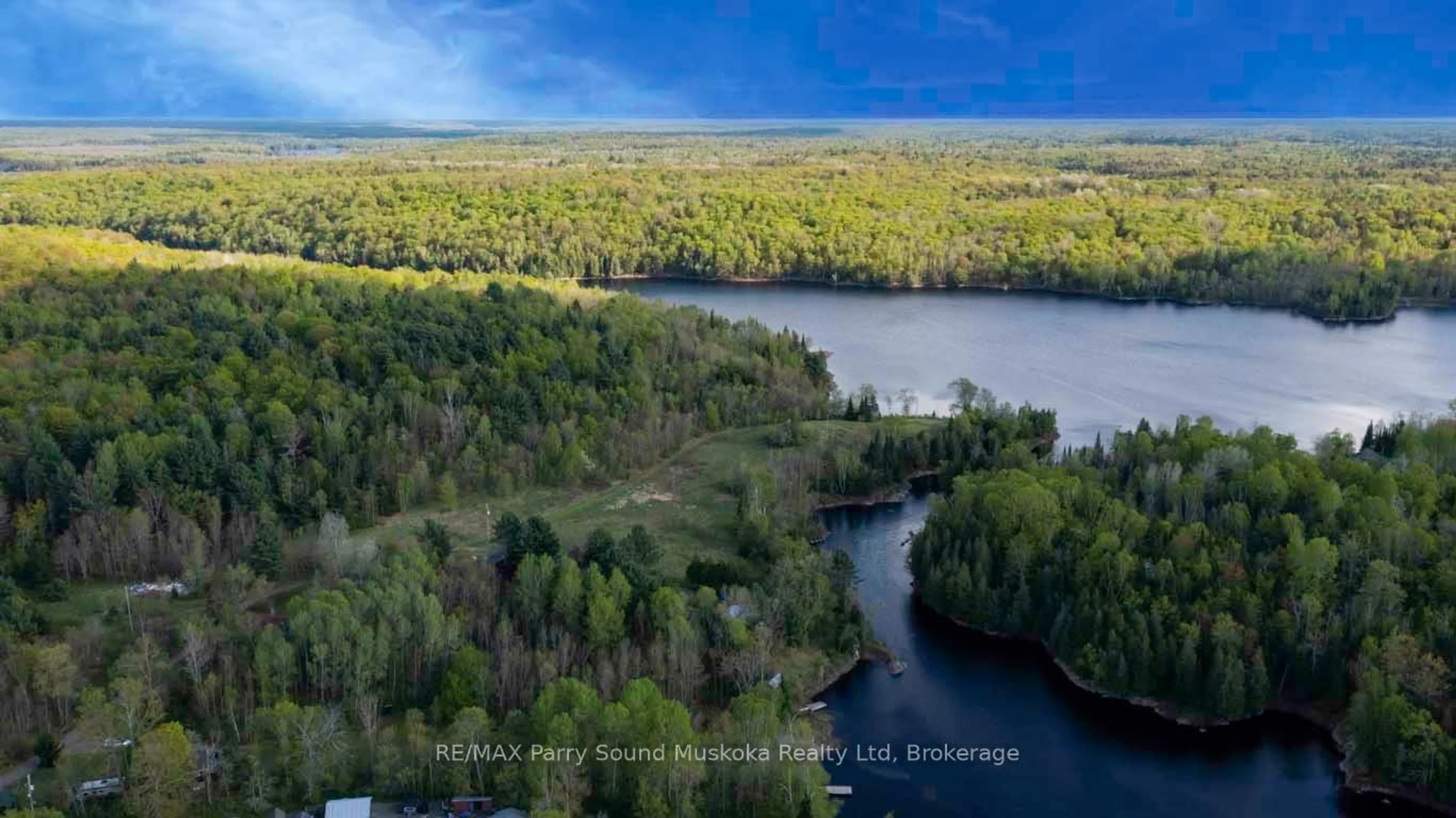 A pic from outside/outdoor area/front of a property/back of a property/a pic from drone, water/lake/river/ocean view for 3 Keele Rd, Whitestone Ontario P0A 1G0