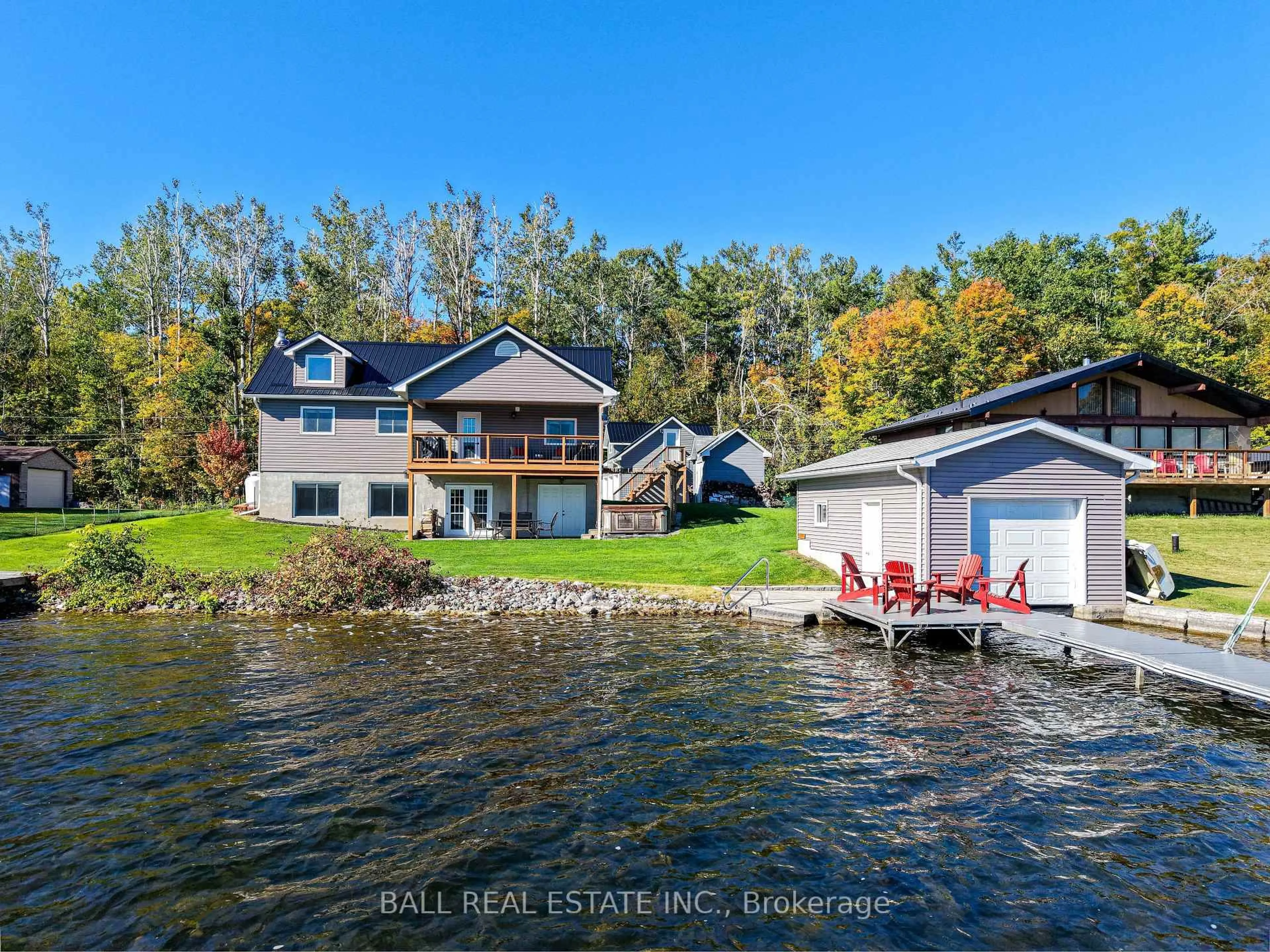 A pic from outside/outdoor area/front of a property/back of a property/a pic from drone, water/lake/river/ocean view for 2566 Fire Route 37, Selwyn Ontario K0L 2H0