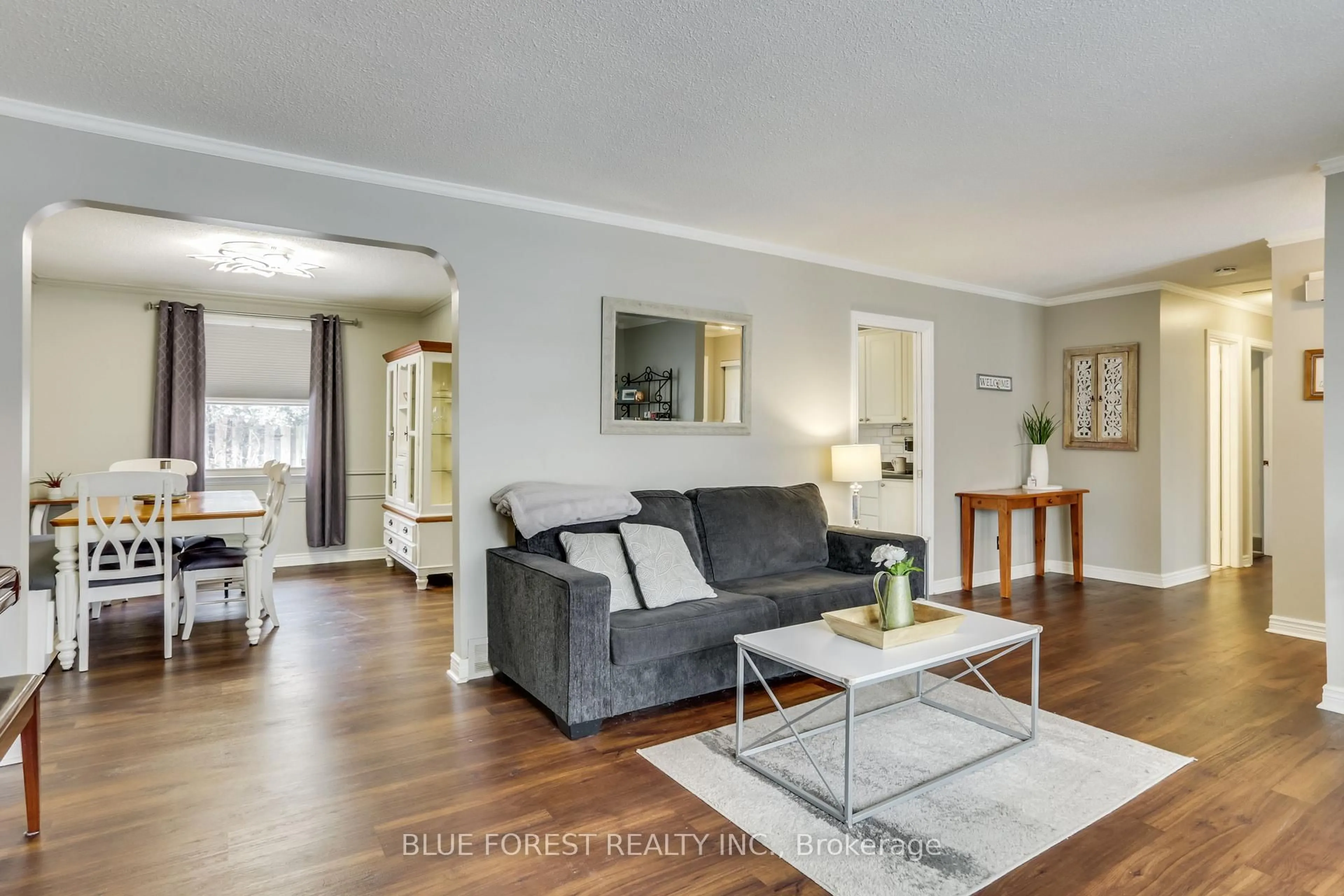 Living room with furniture, wood/laminate floor for 1089 Viscount Rd, London South Ontario N6K 1H9