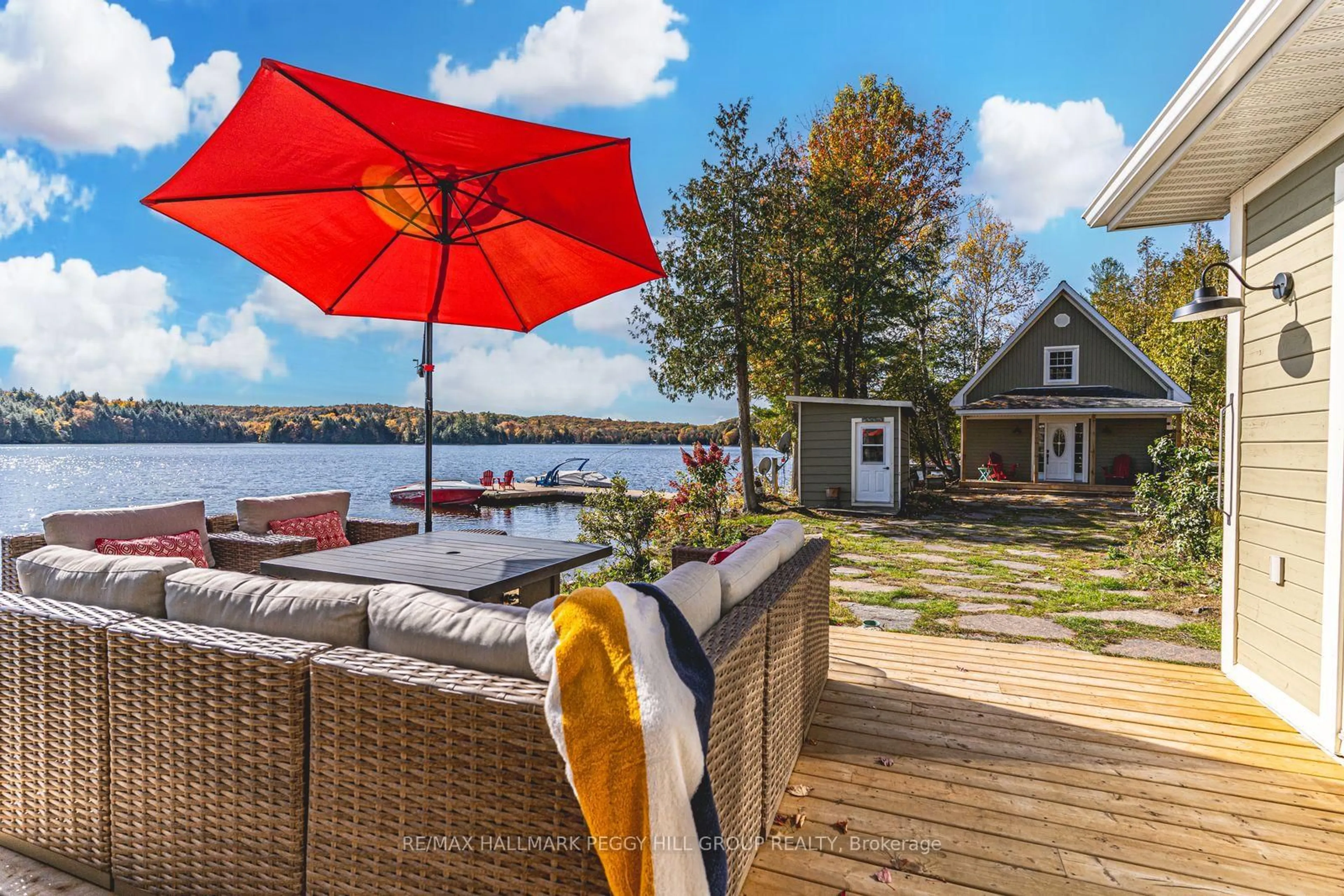 Patio, water/lake/river/ocean view for 3978 South Portage Rd, Huntsville Ontario P1H 2J3