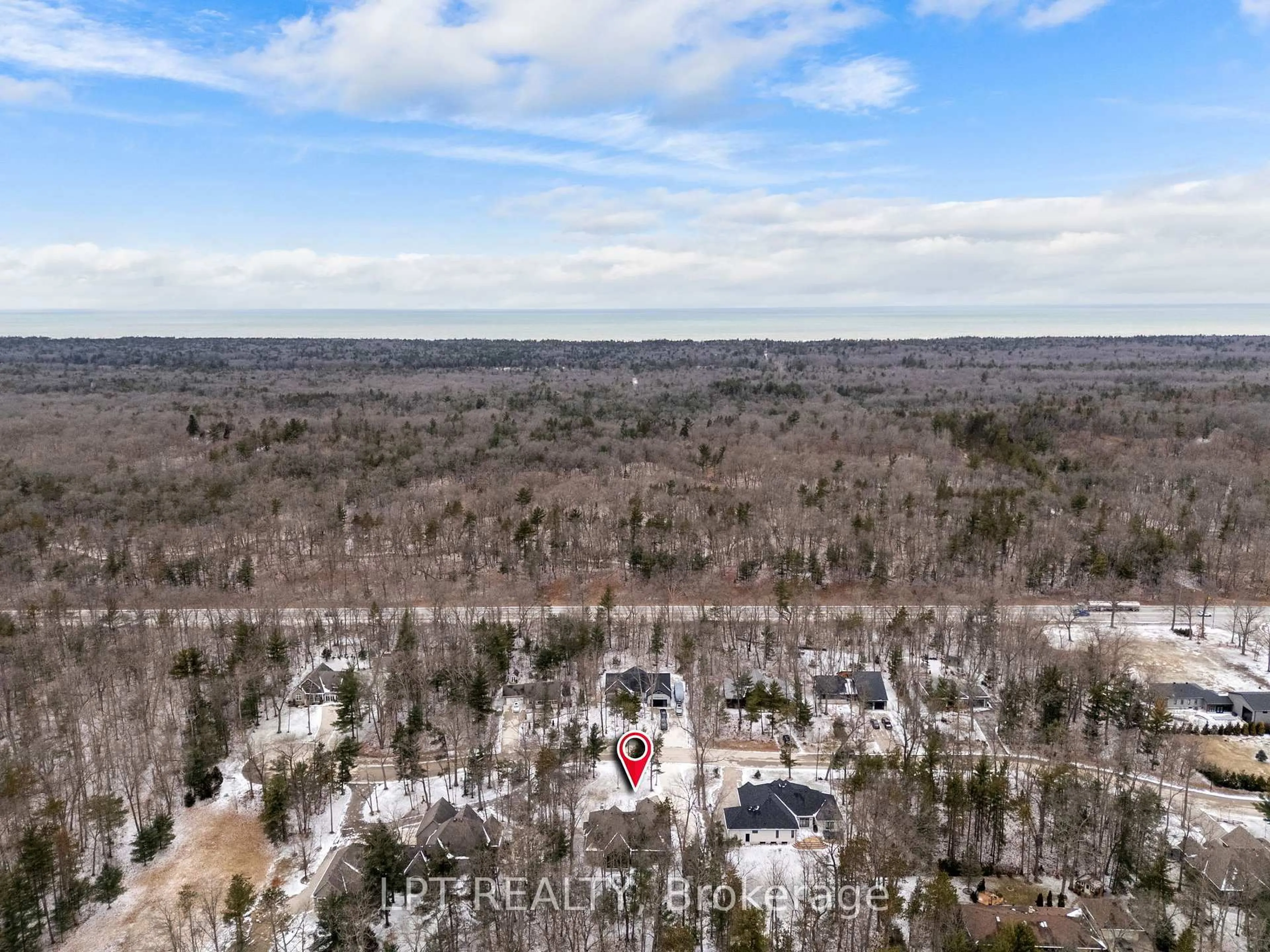 A pic from outside/outdoor area/front of a property/back of a property/a pic from drone, forest/trees view for 8695 Timberwood Tr, Lambton Shores Ontario N0M 1T0