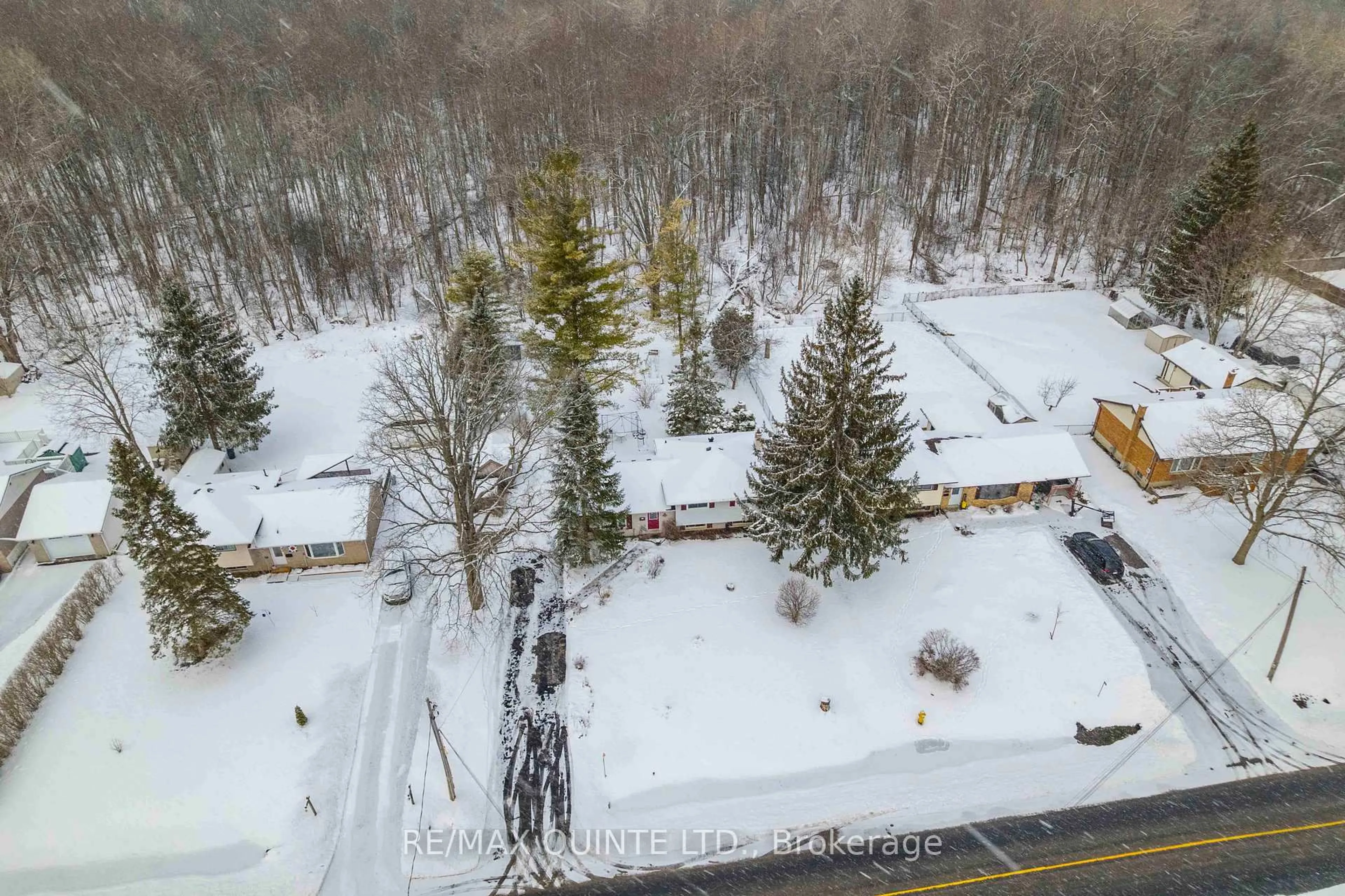A pic from outside/outdoor area/front of a property/back of a property/a pic from drone, forest/trees view for 527 Montrose Rd, Quinte West Ontario K8R 1B2