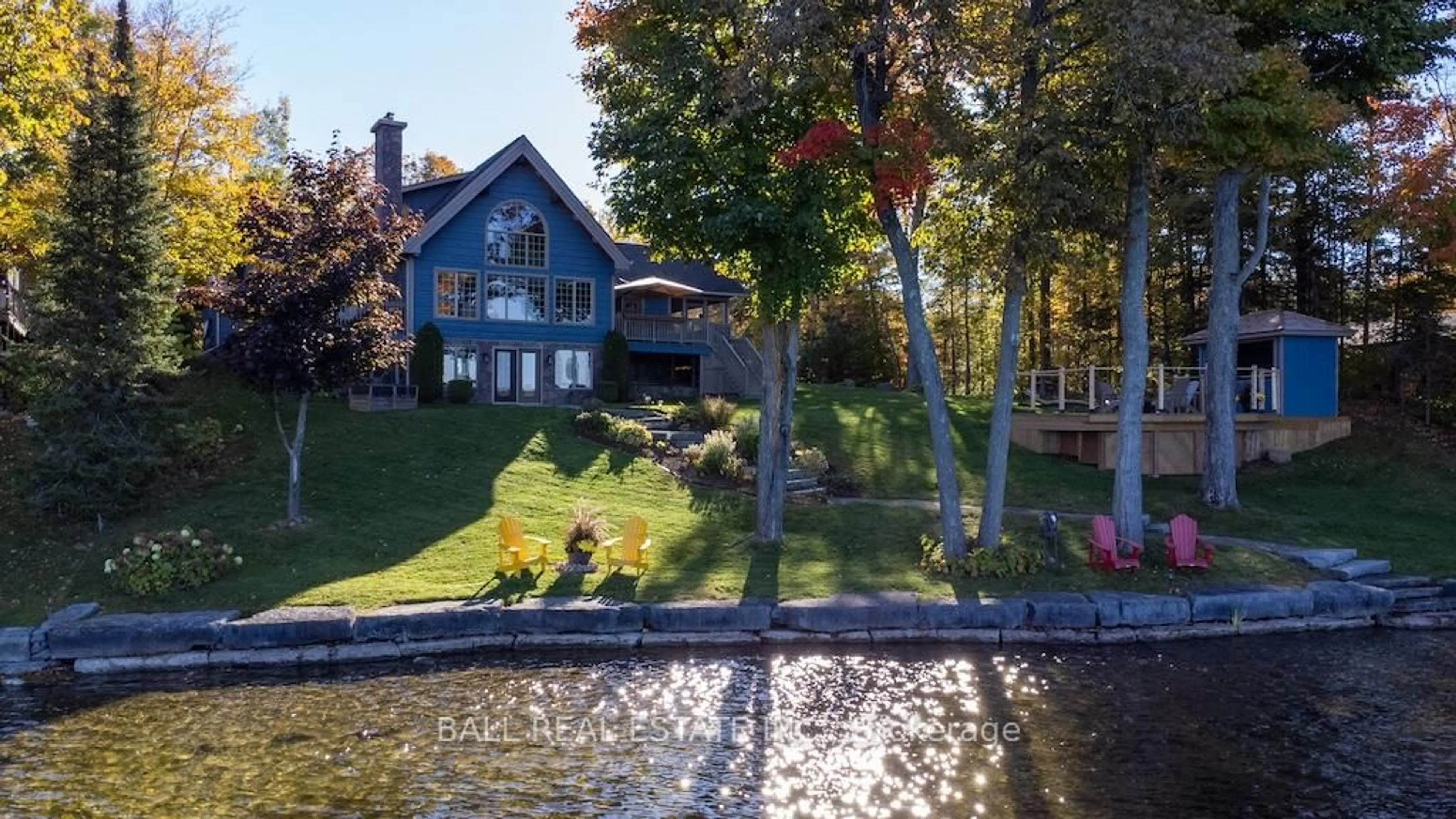 A pic from outside/outdoor area/front of a property/back of a property/a pic from drone, water/lake/river/ocean view for 1634 Eland Crt, Selwyn Ontario K0L 2H0
