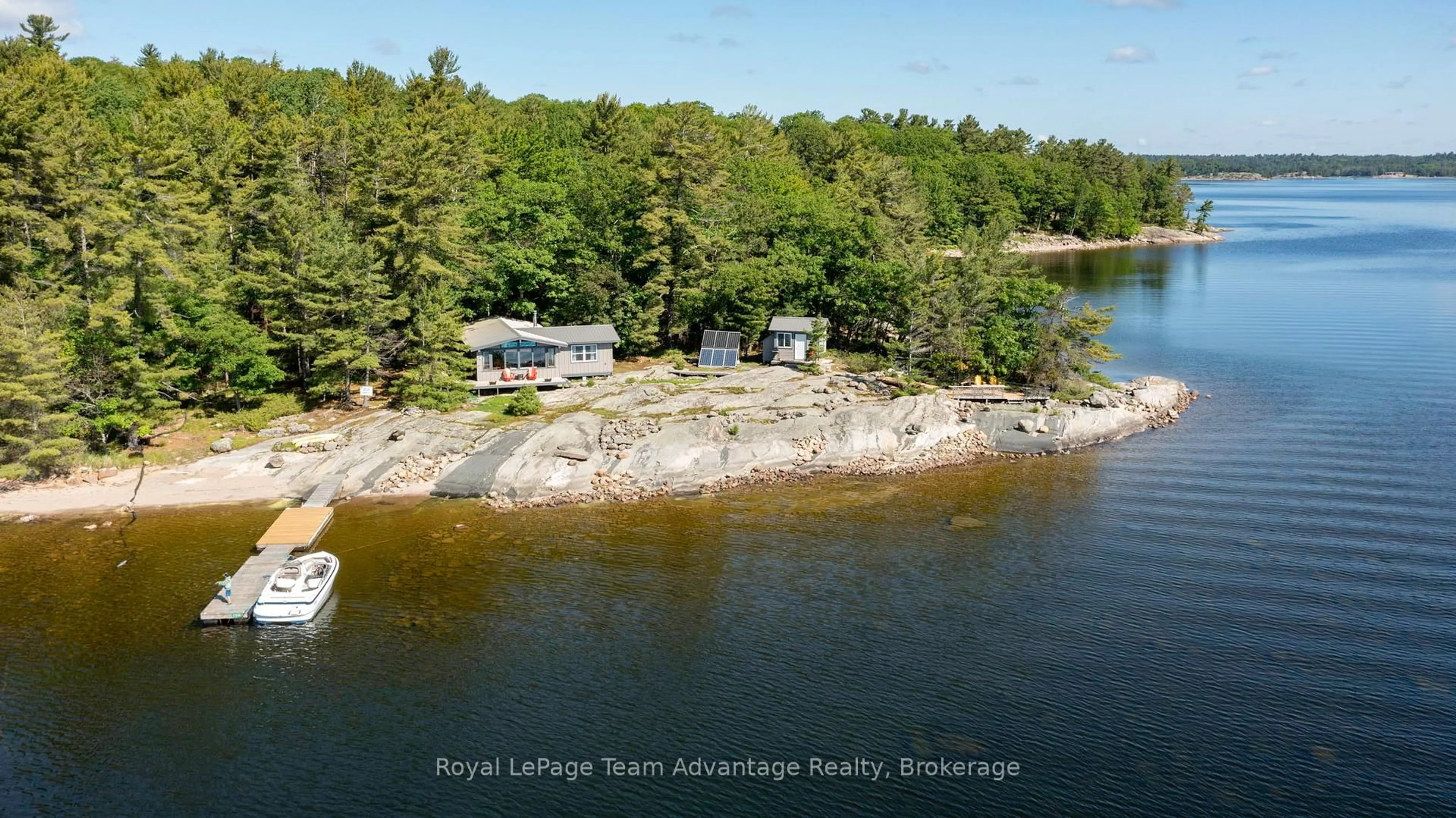 A pic from outside/outdoor area/front of a property/back of a property/a pic from drone, water/lake/river/ocean view for 36 15C Island, Carling Ontario P0G 1G0