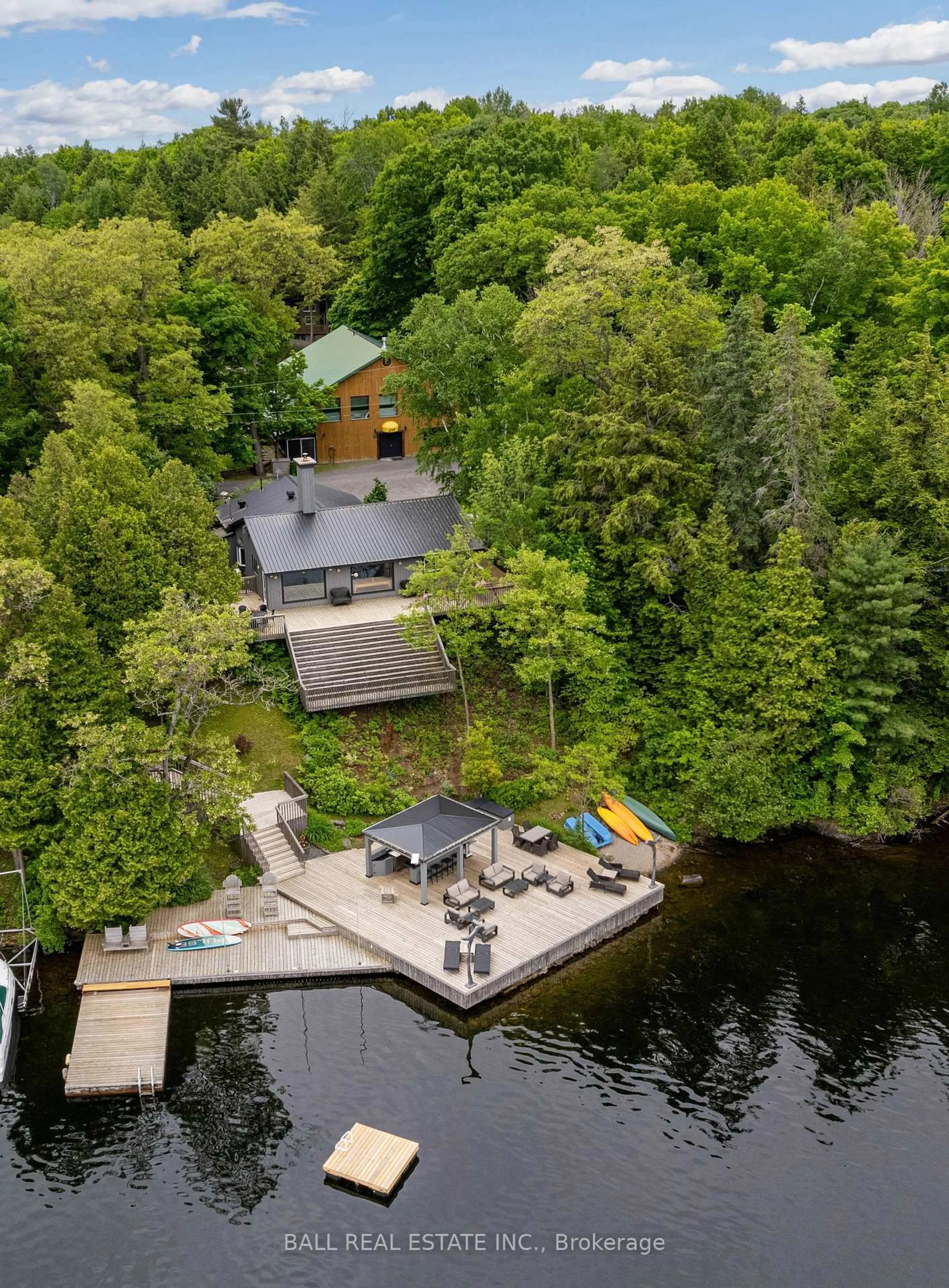 A pic from outside/outdoor area/front of a property/back of a property/a pic from drone, water/lake/river/ocean view for 1329 Trappers Lane, Douro-Dummer Ontario K0L 2H0