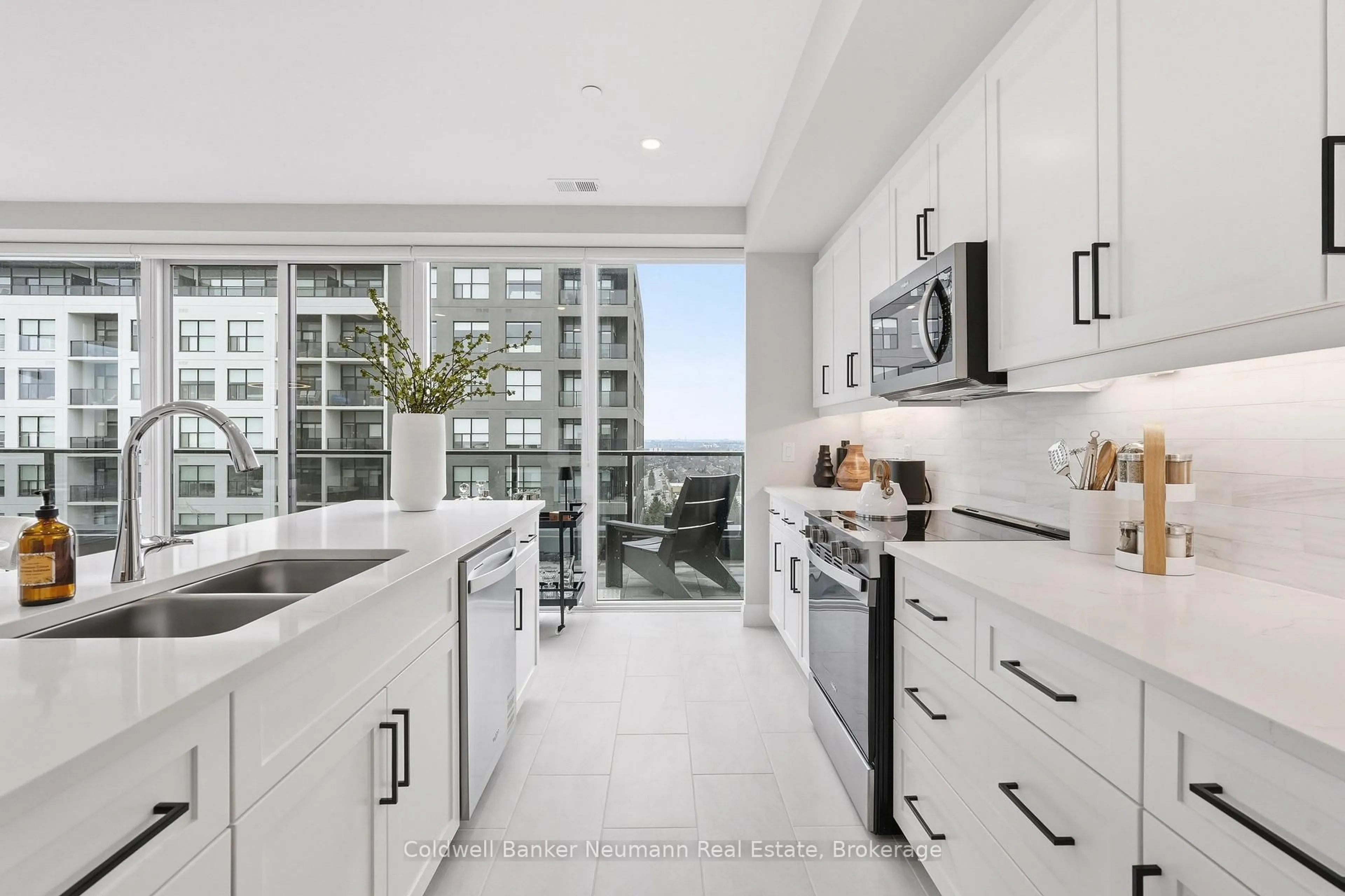 Contemporary kitchen, ceramic/tile floor for 1882 Gordon St #813, Guelph Ontario N1L 0P6