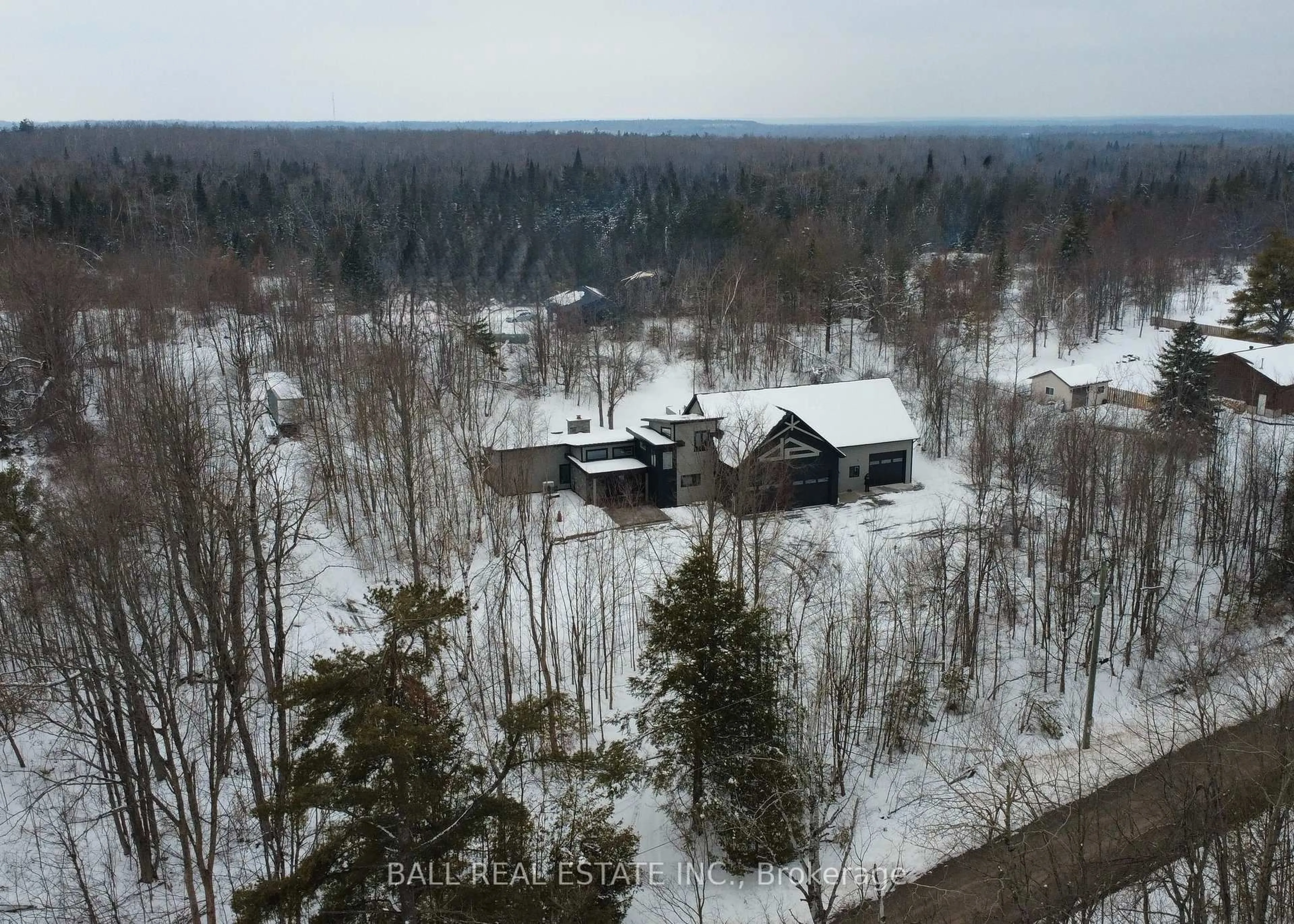 A pic from outside/outdoor area/front of a property/back of a property/a pic from drone, forest/trees view for 33 LAPLANTES Rd, Trent Lakes Ontario K0L 1J0