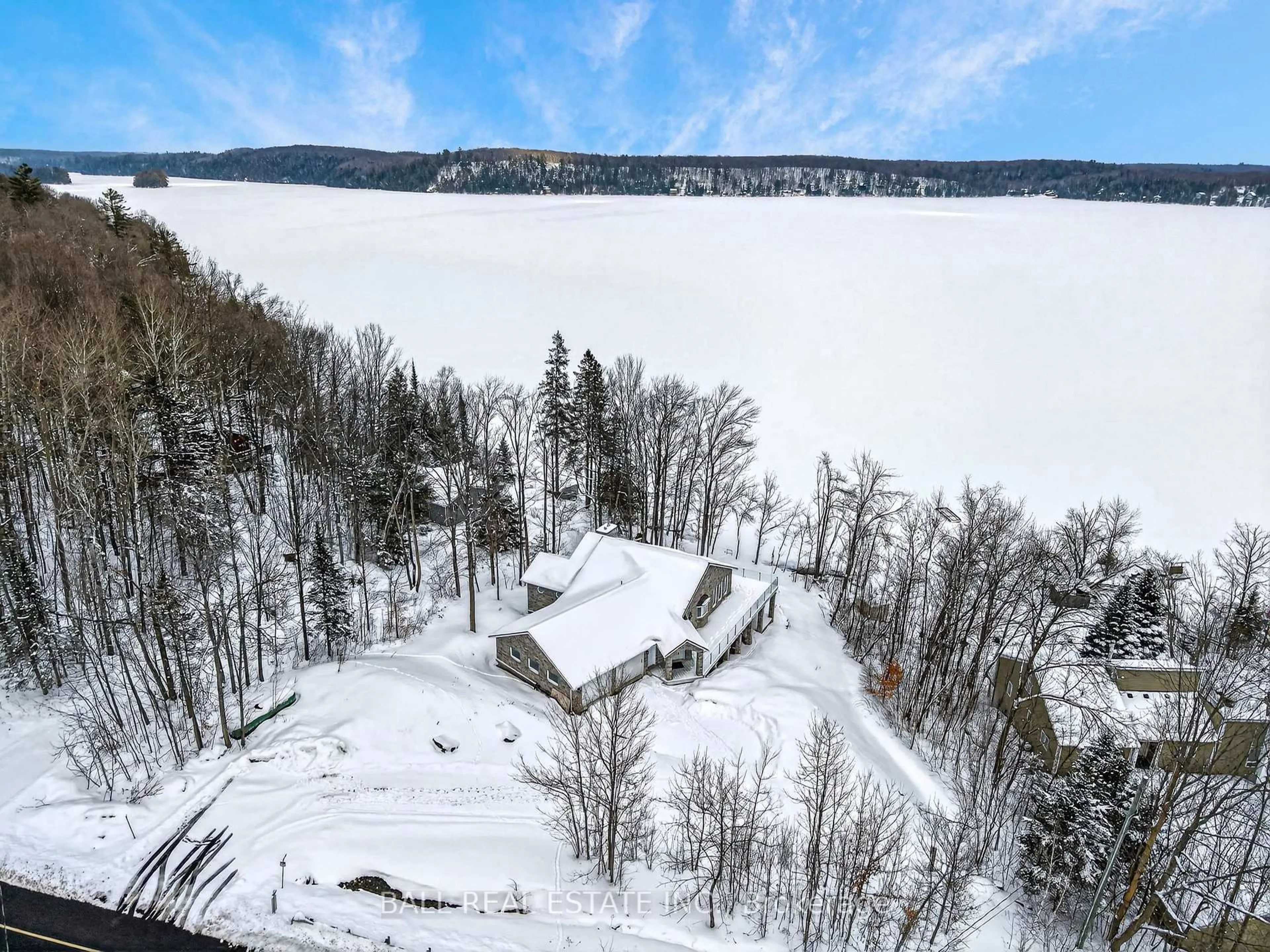 A pic from outside/outdoor area/front of a property/back of a property/a pic from drone, water/lake/river/ocean view for 13540 Highway 35, Minden Hills Ontario K0M 2K0