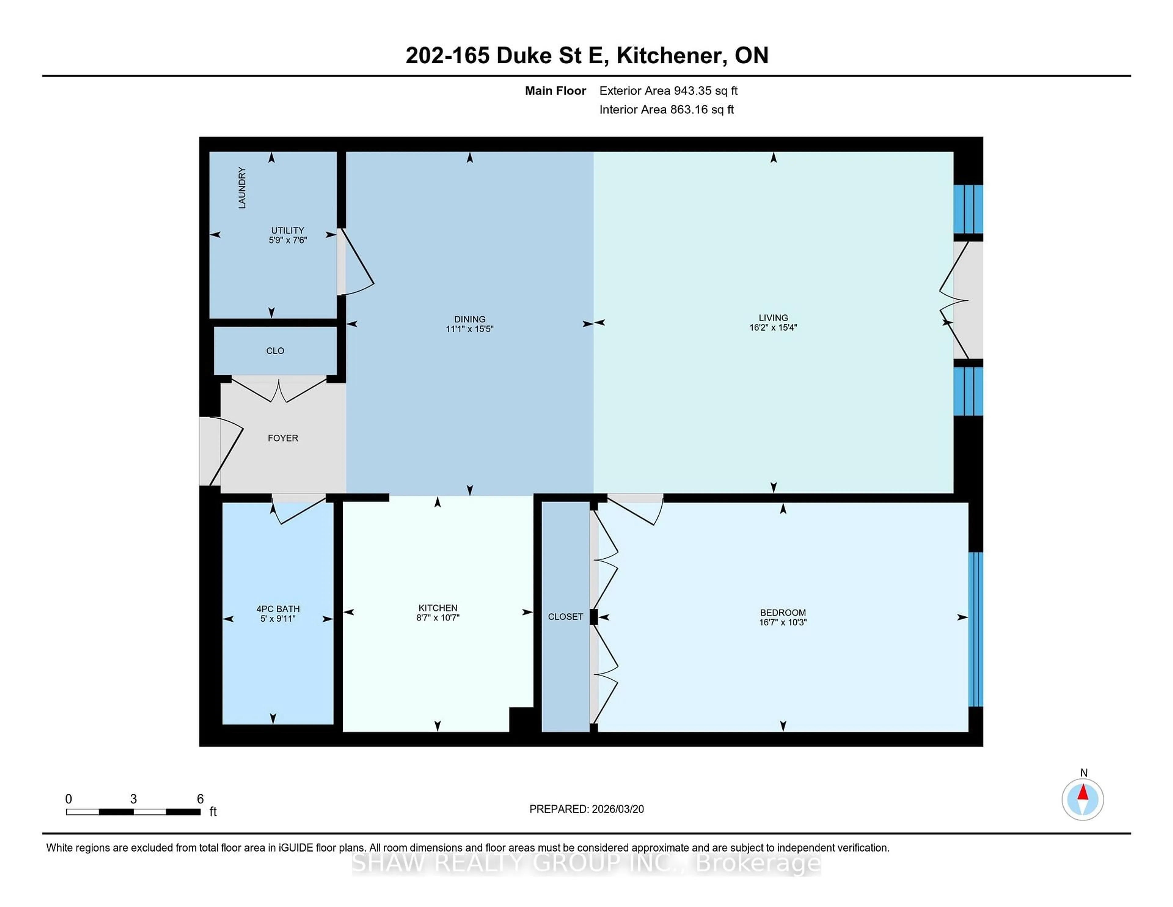 Floor plan for 165 Duke St #202, Kitchener Ontario N2H 6T8