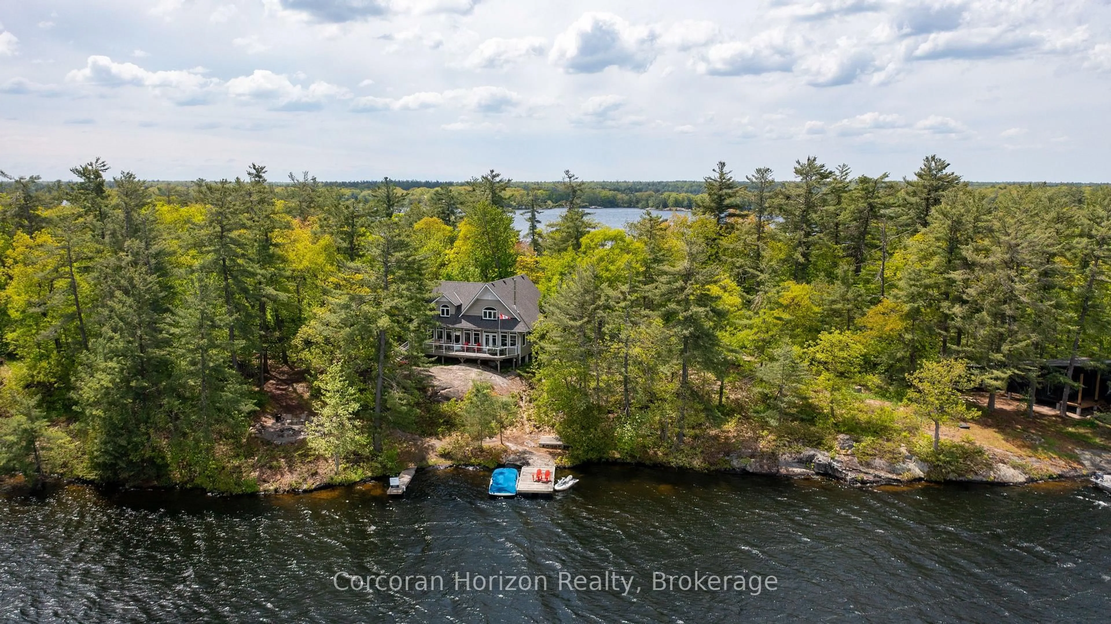 A pic from outside/outdoor area/front of a property/back of a property/a pic from drone, water/lake/river/ocean view for 1320 Island 360 Island, Georgian Bay Ontario L0K 1S0