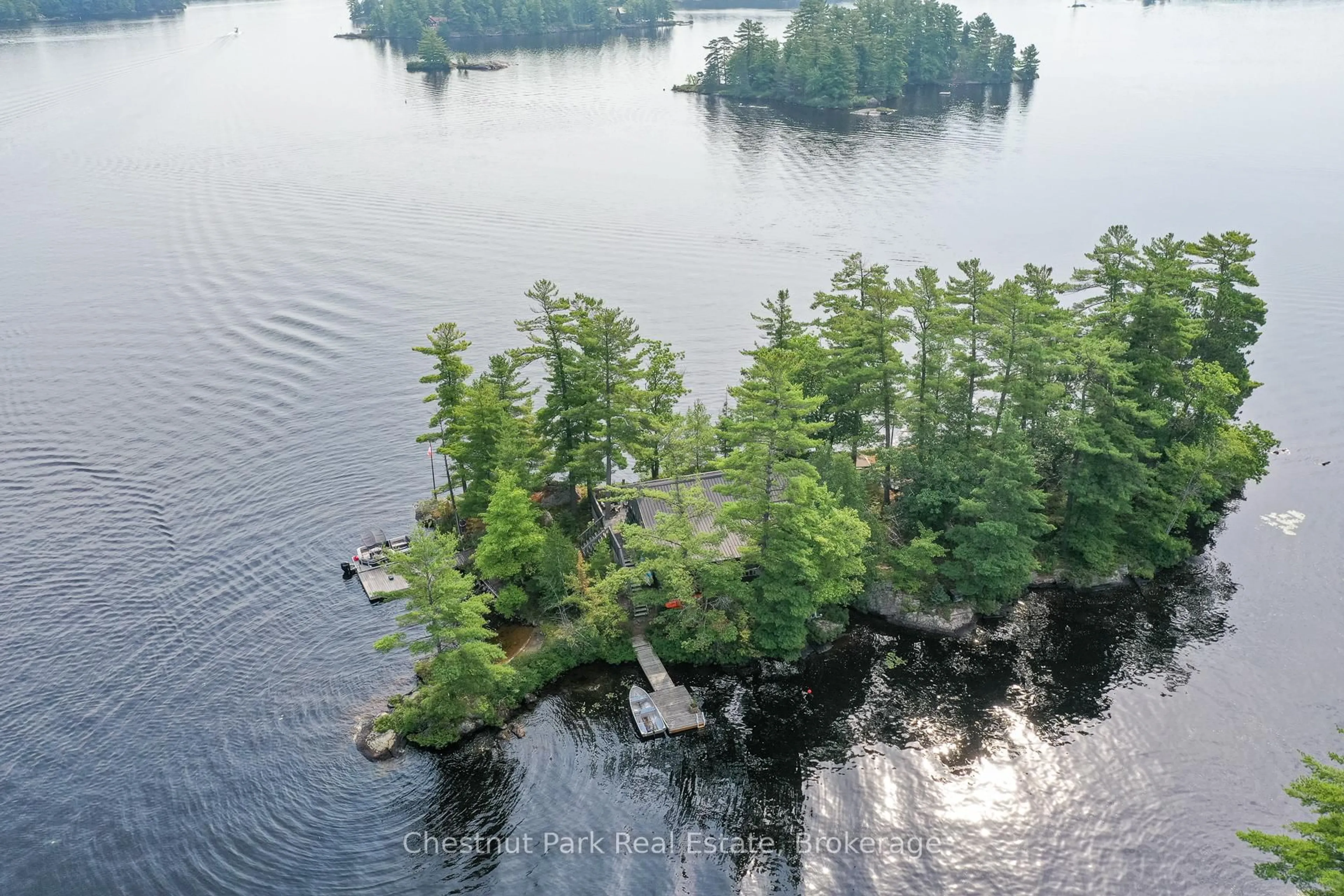 A pic from outside/outdoor area/front of a property/back of a property/a pic from drone, water/lake/river/ocean view for 1 8KL ROSE ISLAND, Gravenhurst Ontario P0B 1G0