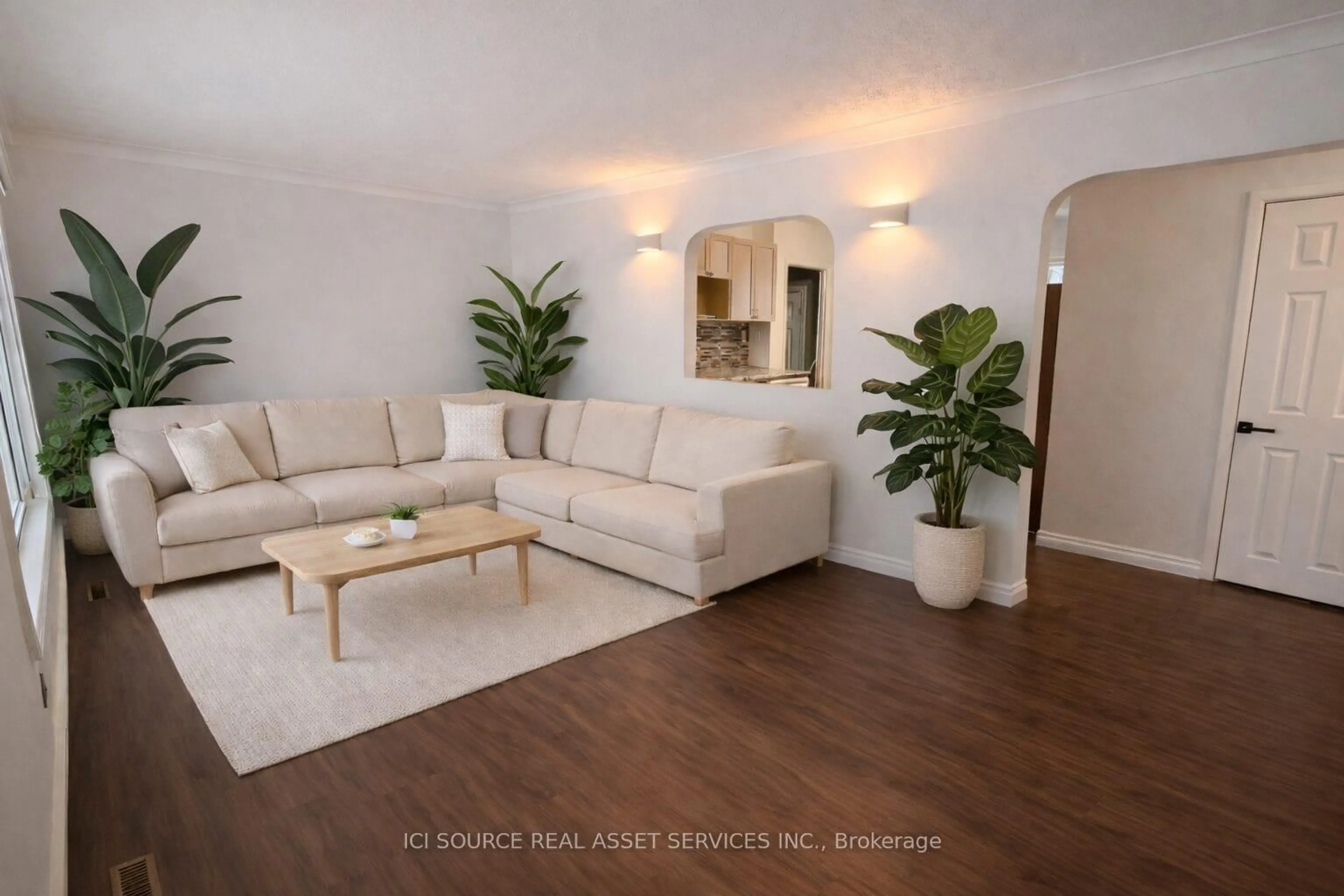 Living room with furniture, wood/laminate floor for 6 Macdonald Ave, Terrace Bay Ontario P0T 2W0