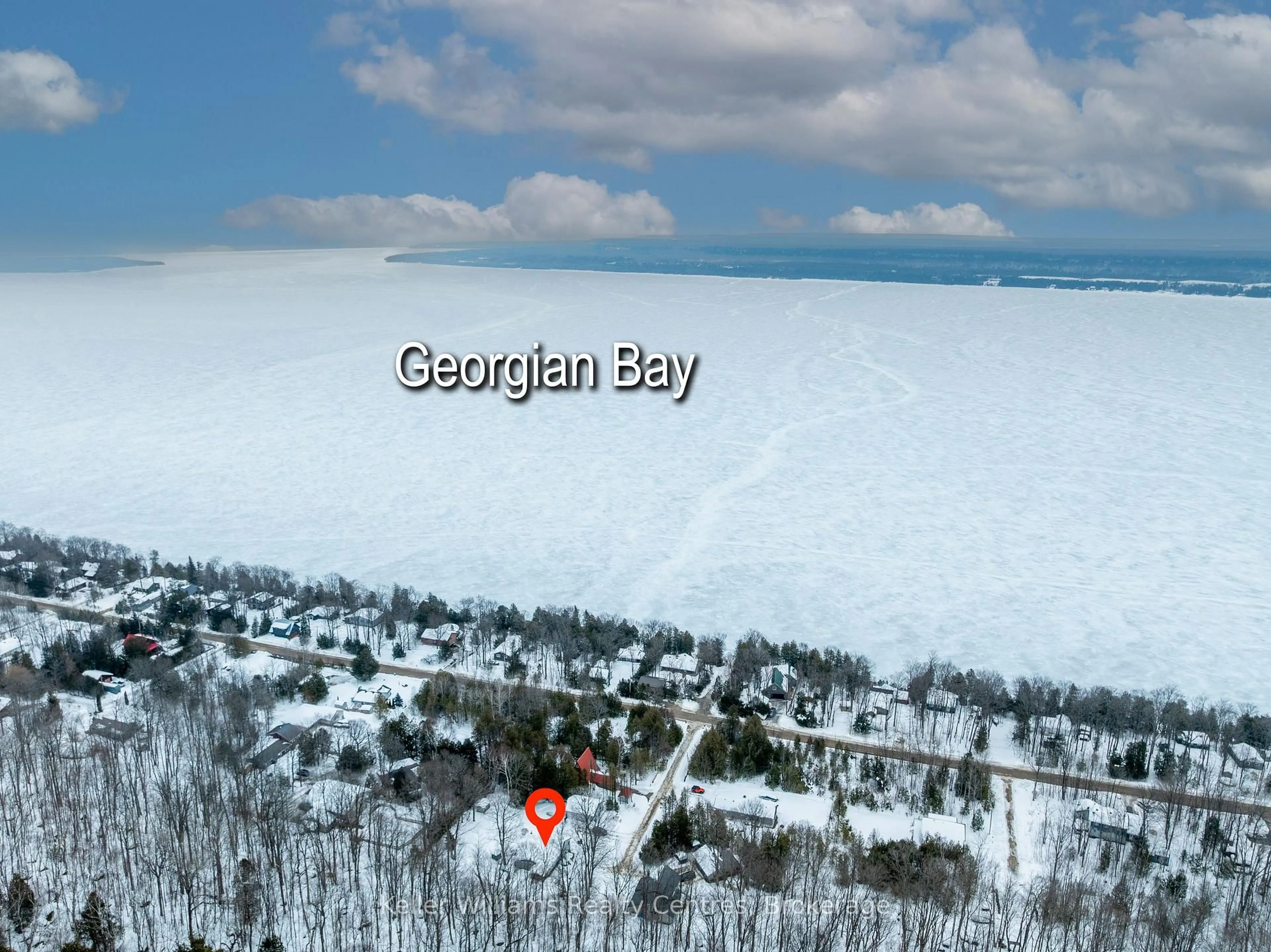 A pic from outside/outdoor area/front of a property/back of a property/a pic from drone, water/lake/river/ocean view for 12 Twelfth Ave, South Bruce Peninsula Ontario N0H 2T0