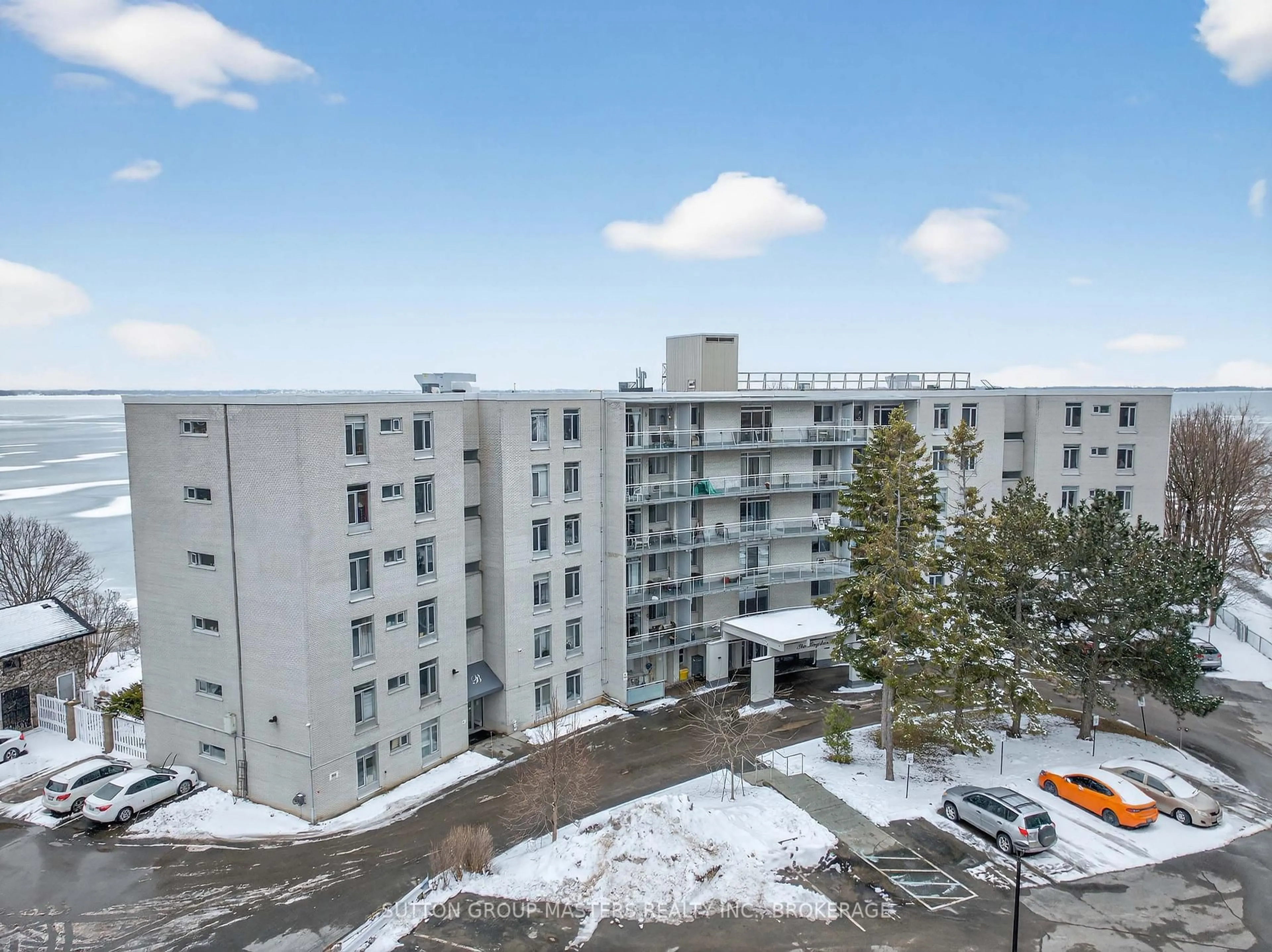 A pic from outside/outdoor area/front of a property/back of a property/a pic from drone, city buildings view from balcony for 1 Mowat Ave #401, Kingston Ontario K7M 1J8