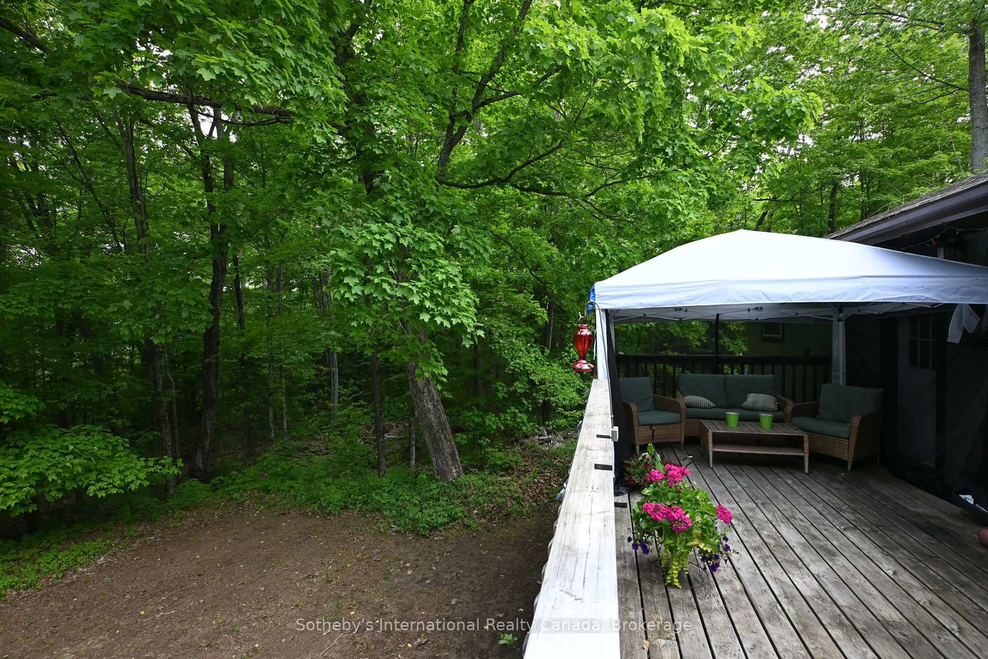 Patio, forest/trees view for 48 Miller Dr, McDougall Ontario P2A 2W7