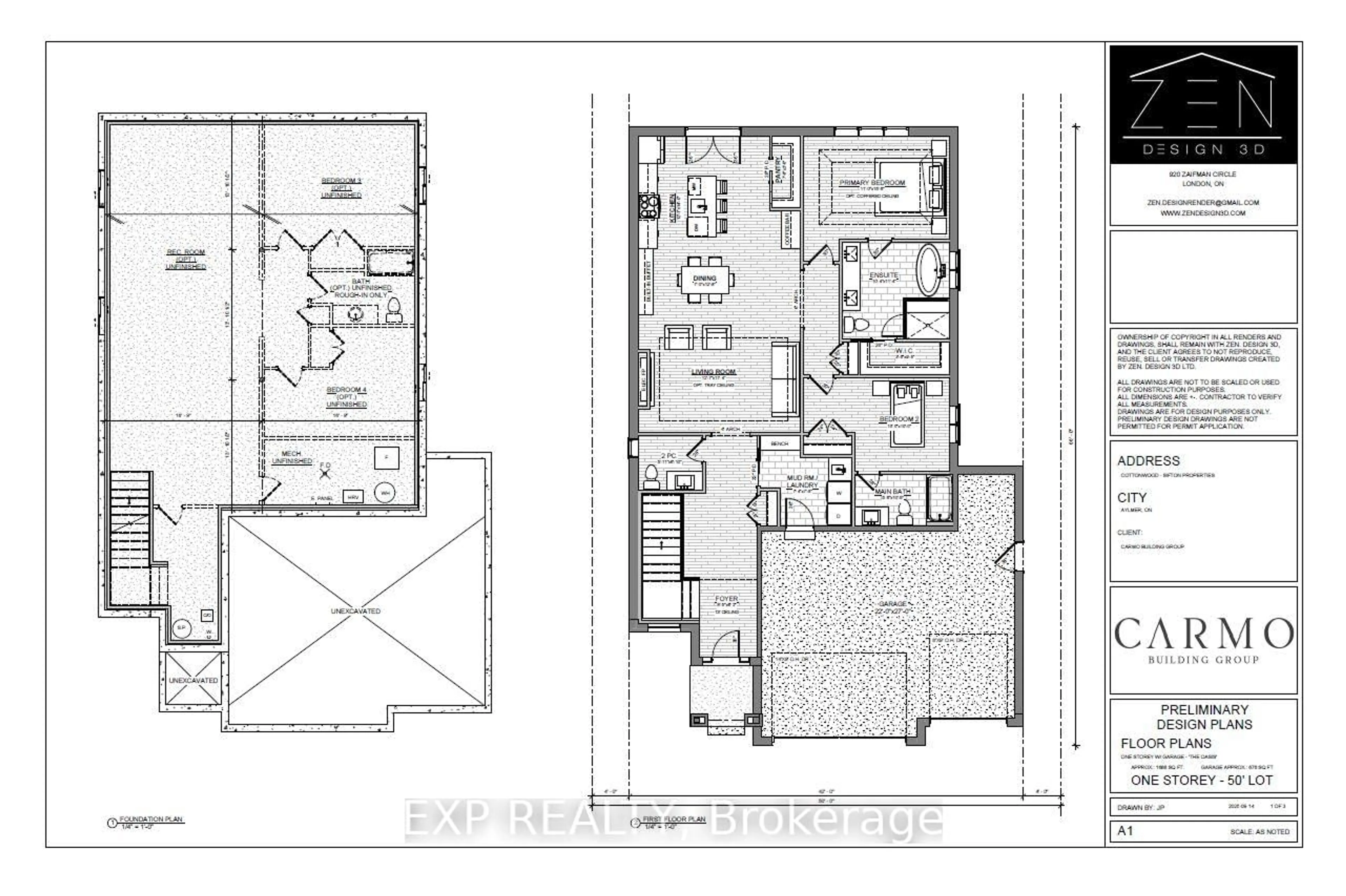 Floor plan for Lot 22 Aspen Pkwy, Aylmer Ontario N5H 0B5