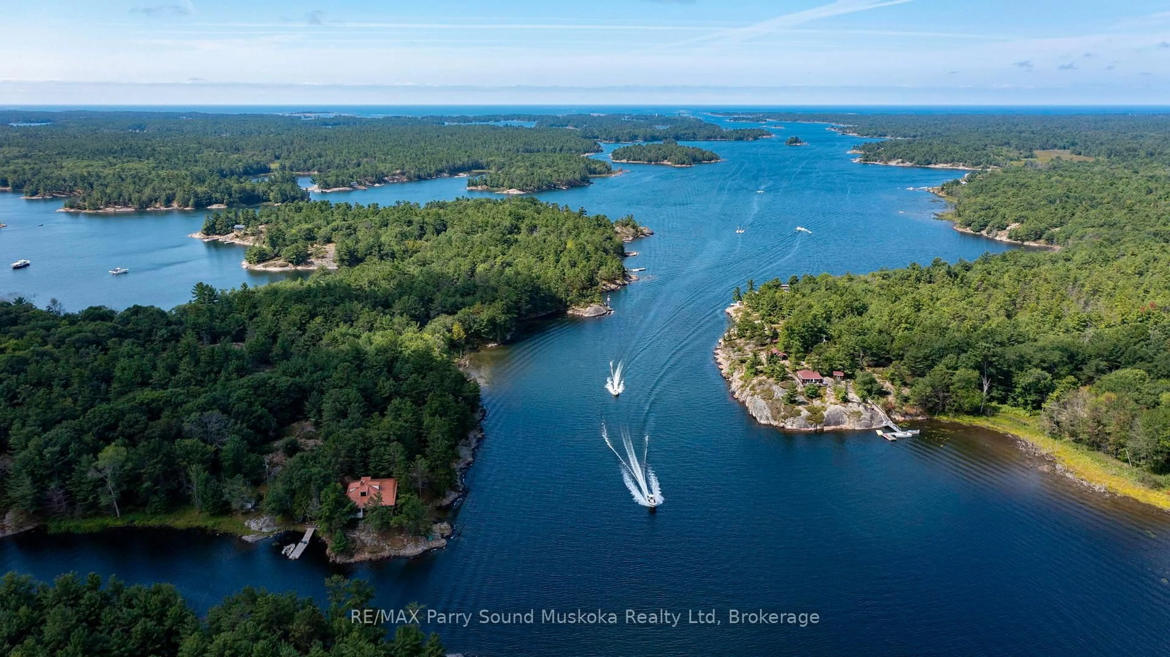A pic from outside/outdoor area/front of a property/back of a property/a pic from drone, water/lake/river/ocean view for 1516 Georgian Bay W/A, The Archipelago Ontario P0G 1K0