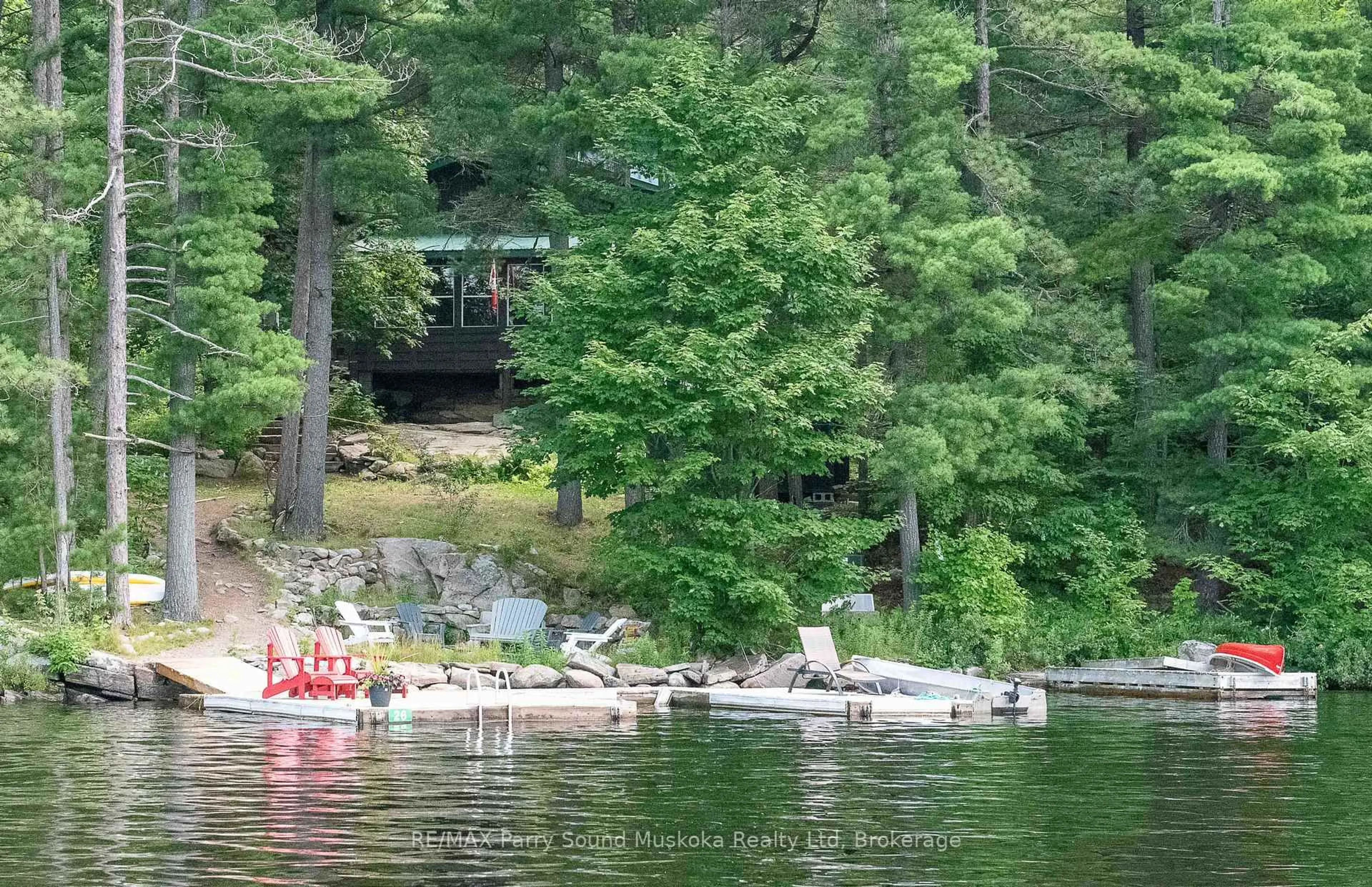 Patio, water/lake/river/ocean view for 10 Harris Lake Water, Parry Sound Remote Area Ontario P0G 1K0