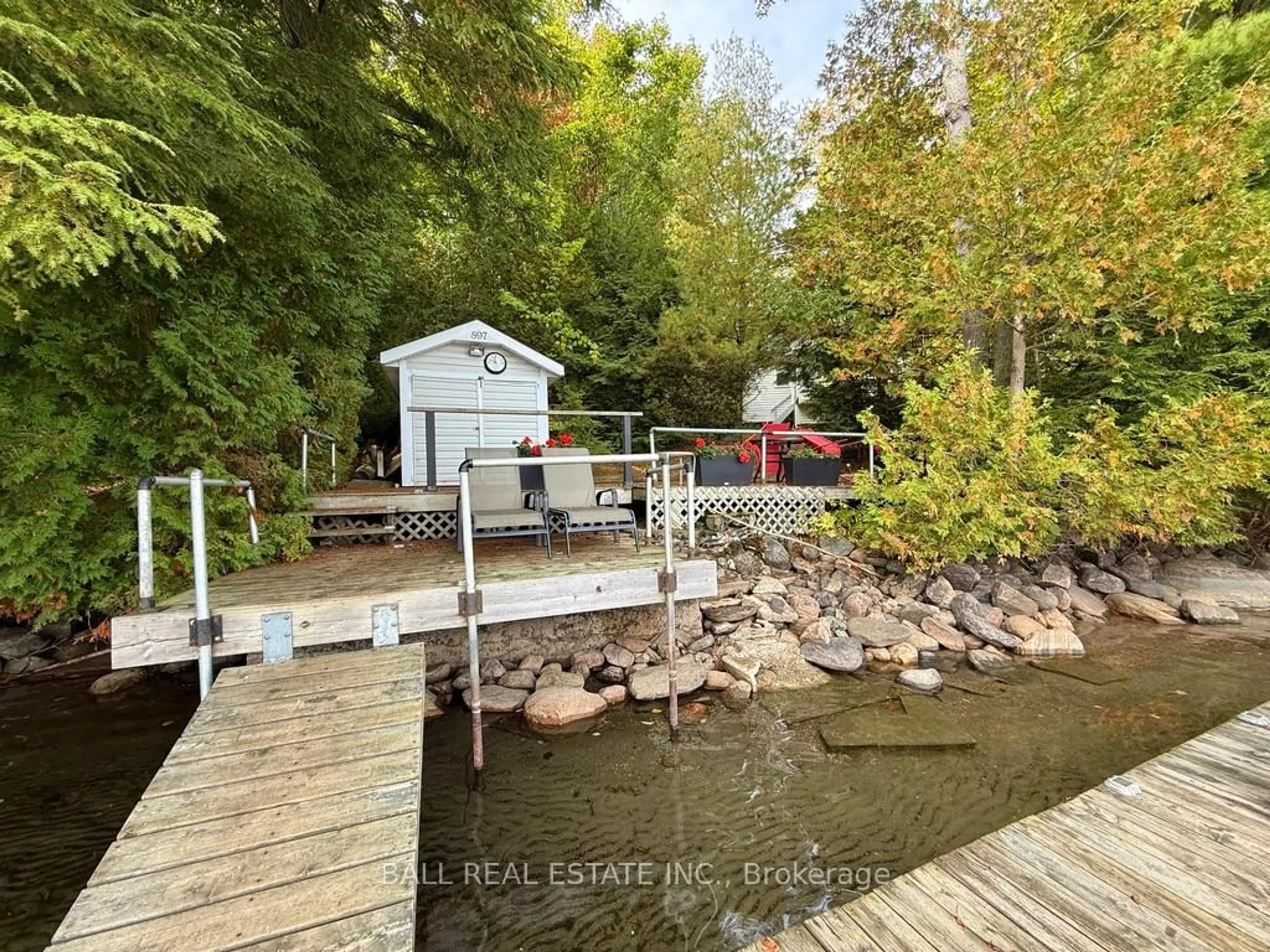 A pic from outside/outdoor area/front of a property/back of a property/a pic from drone, water/lake/river/ocean view for 551 Renwick Rd, North Kawartha Ontario K0L 1A0