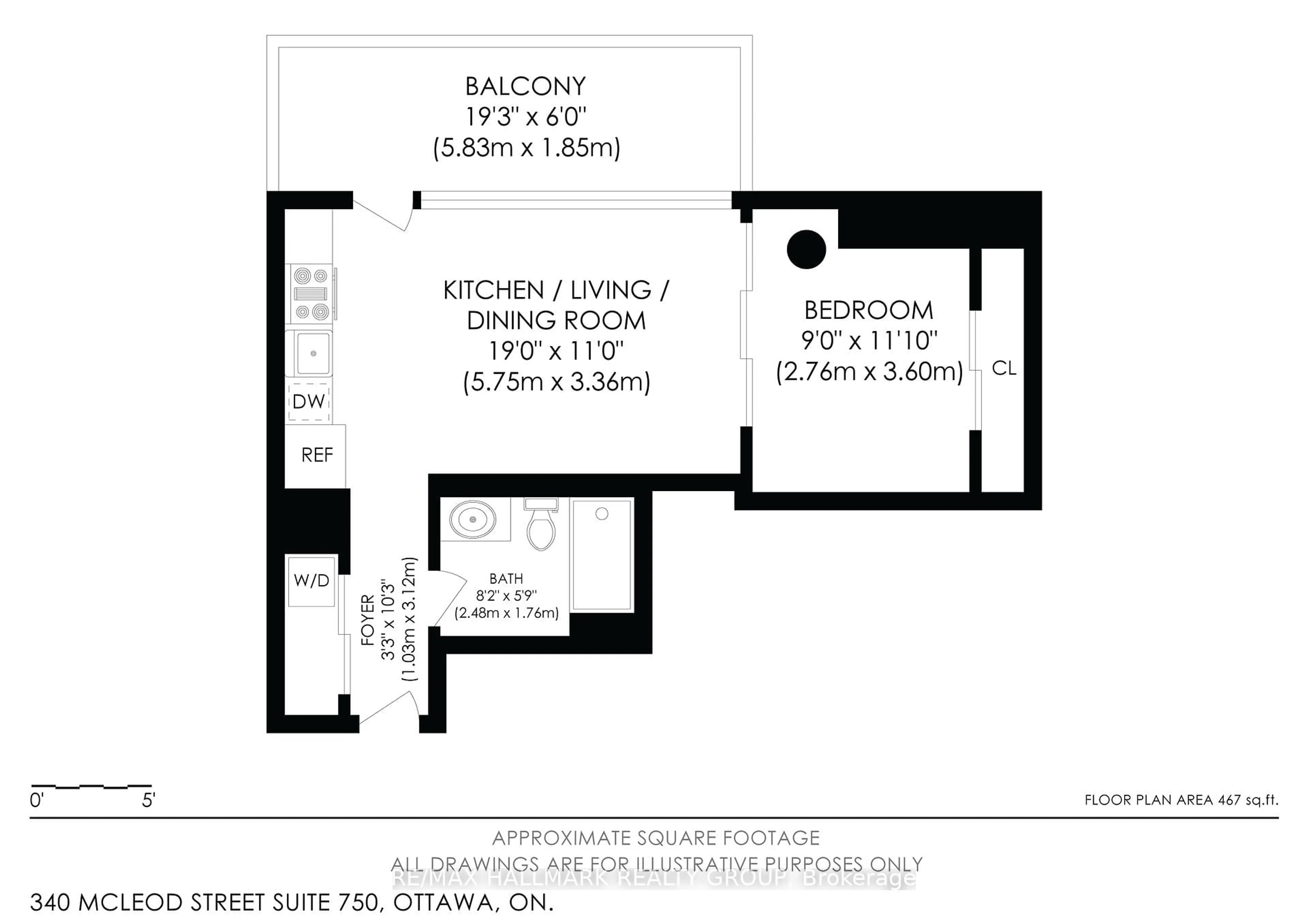 Floor plan for 340 McLeod St #750, Ottawa Ontario K2P 1A4